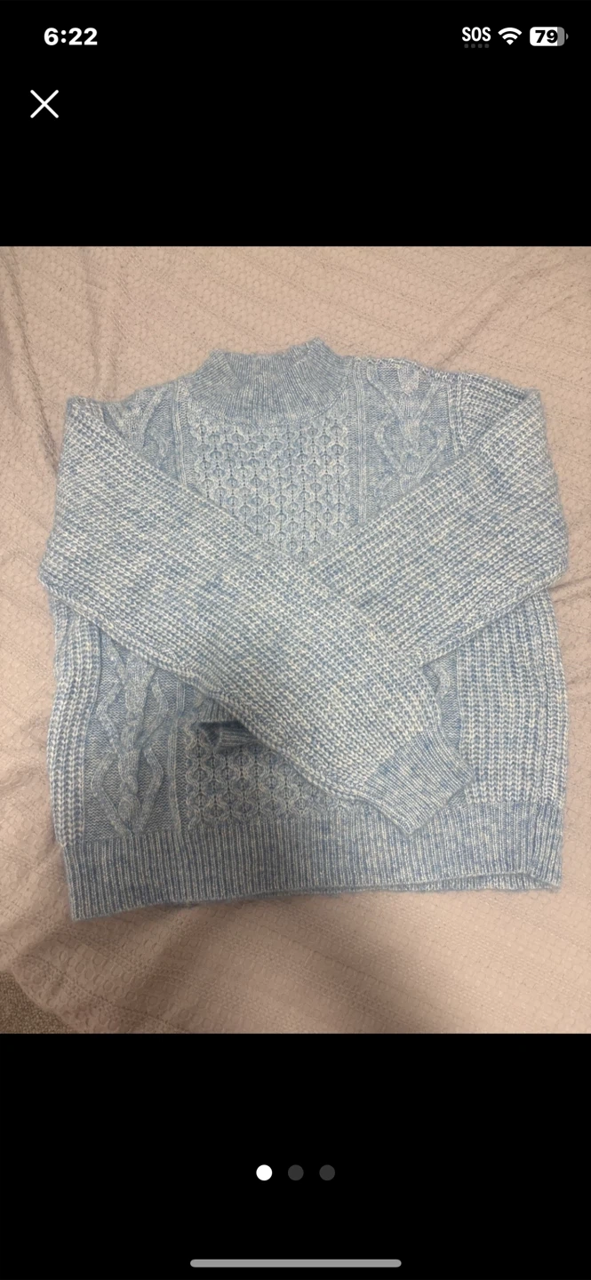 Cable Knit Sweater - Blue - photo 2