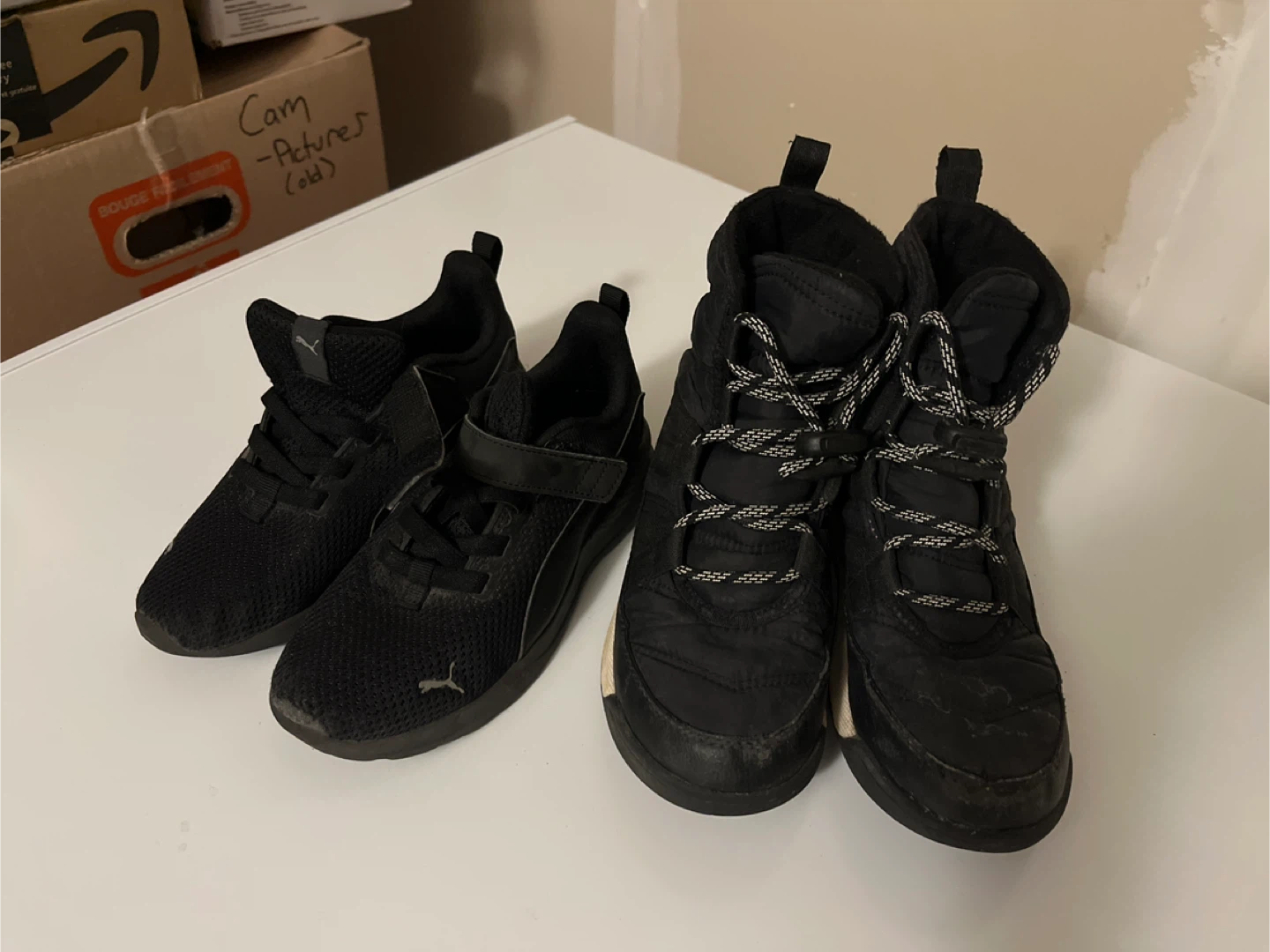 Kids Black Sneakers and Snowboots