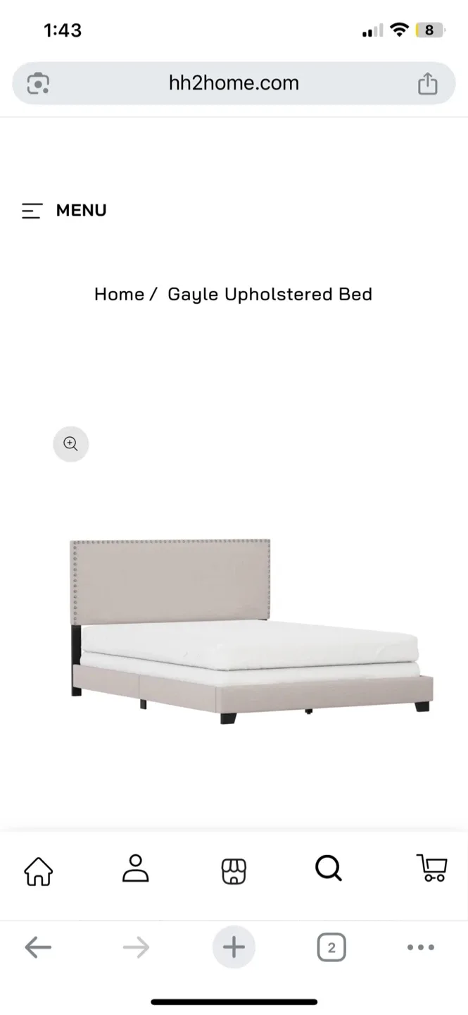 Grey Upholstered Queen Bed - New (Unused - Open Box)