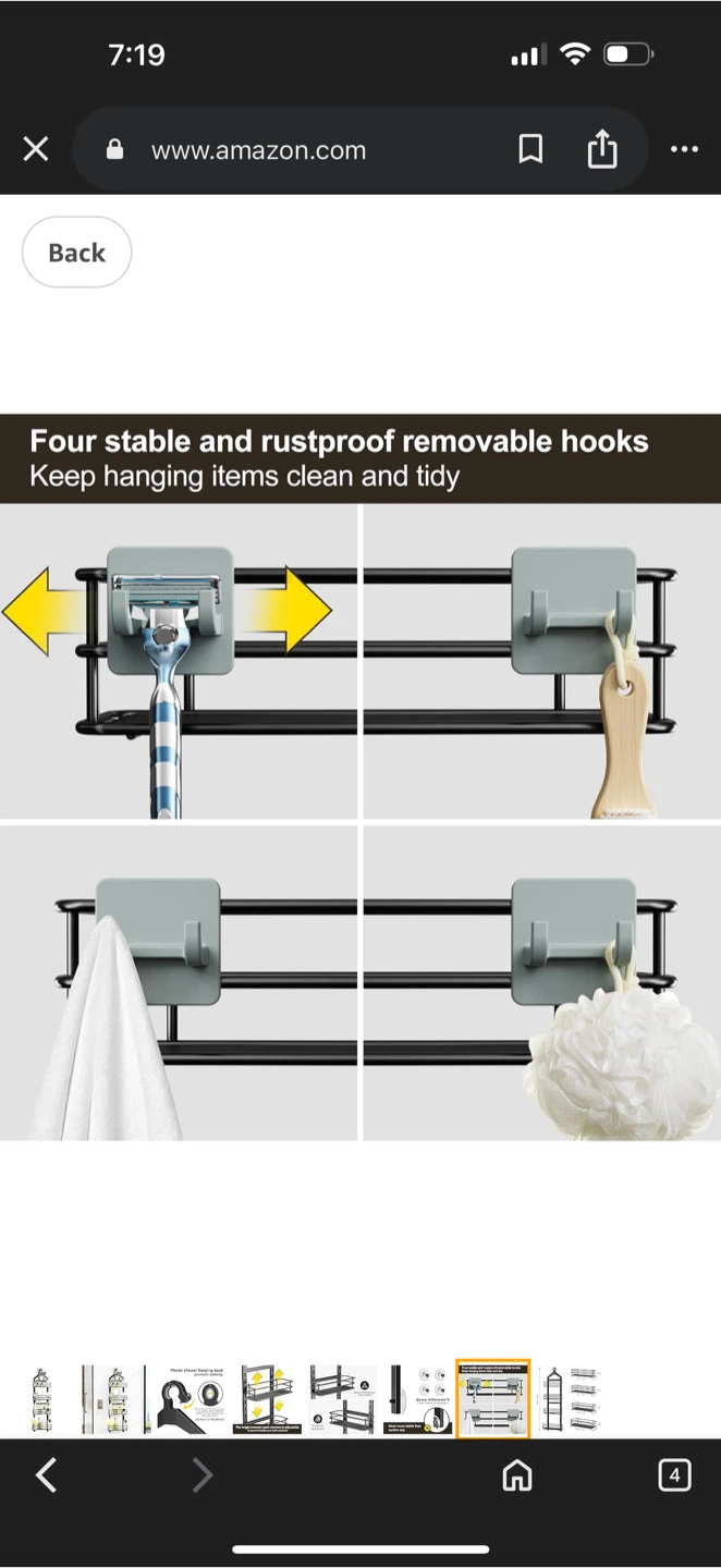 Orimade 4-Tier Adjustable Anti-Slip Shower Caddy - photo 4