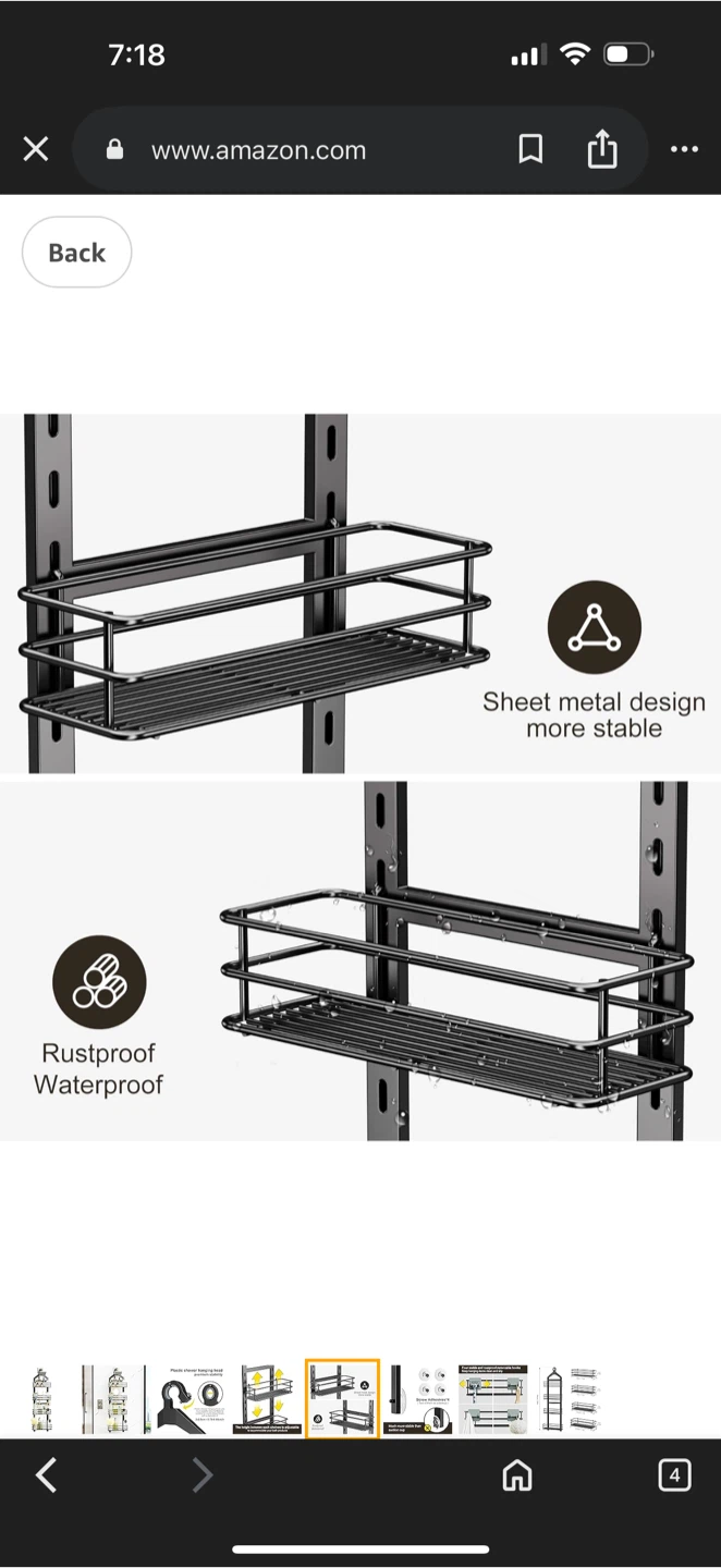 Orimade 4-Tier Adjustable Anti-Slip Shower Caddy - photo 3