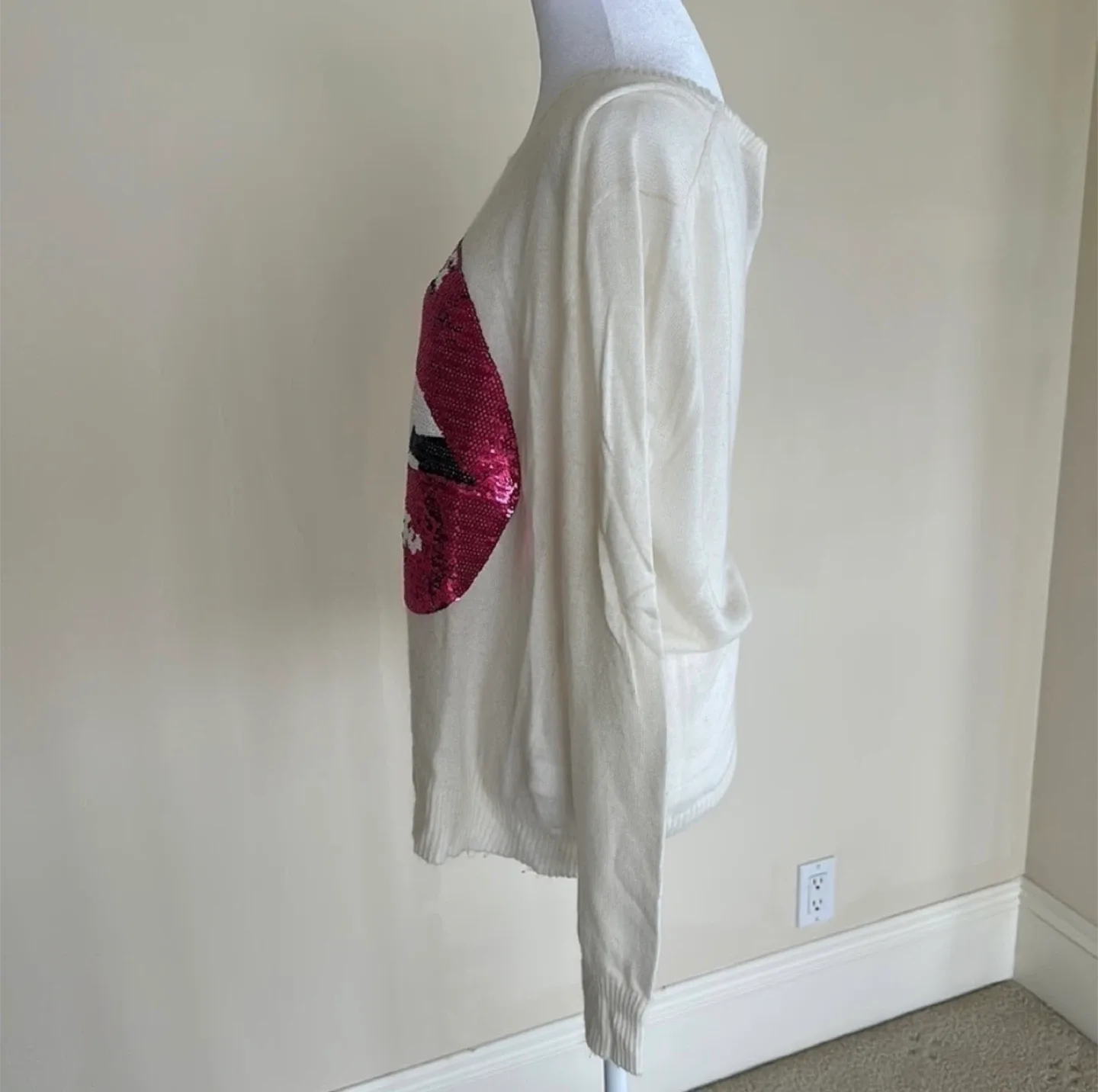 Wildfox Lips Sequin Cream Sweater image indicator(4)