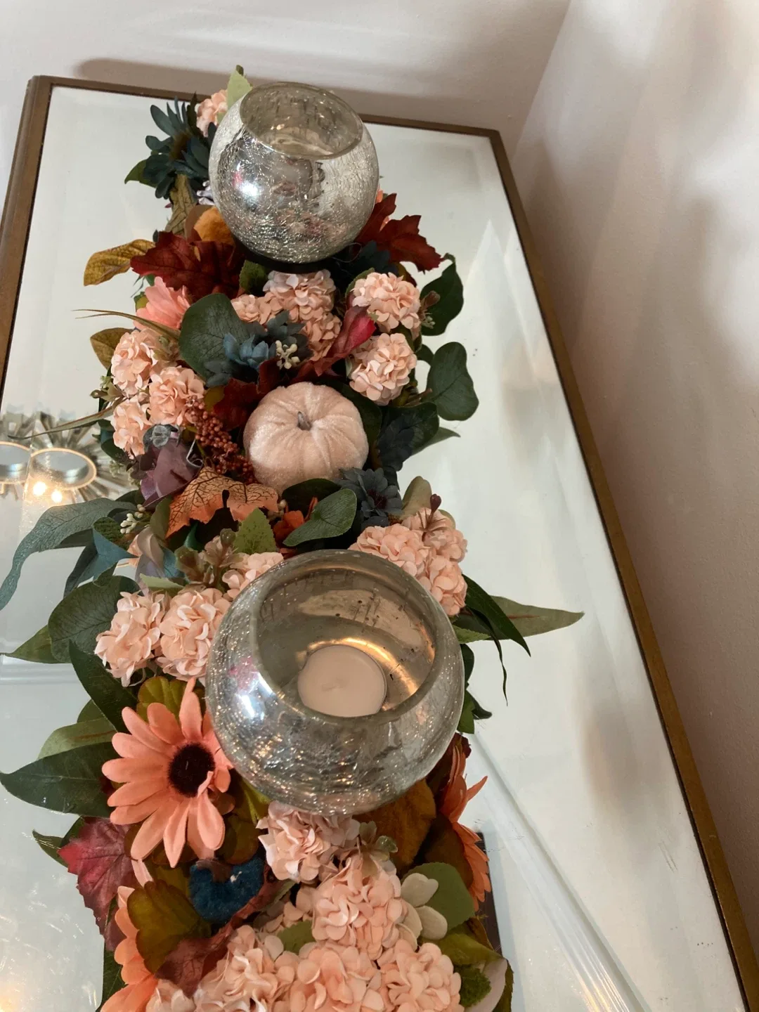 Fall Floral Table Runner with Candle Holders thumbnail