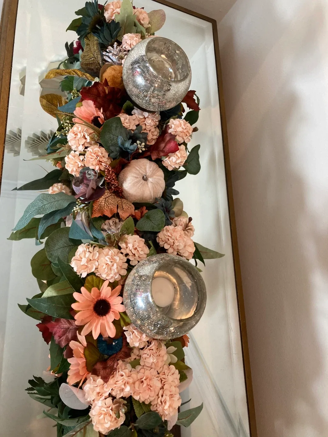 Fall Floral Table Runner with Candle Holders image indicator(2)