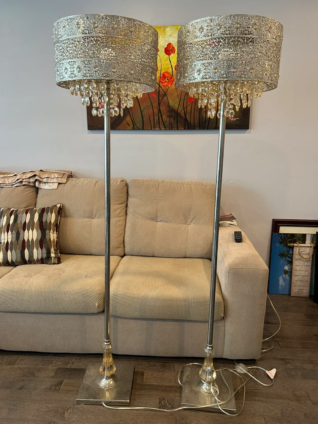 Pair of Silver Ornate Floor Lamps image indicator(3)