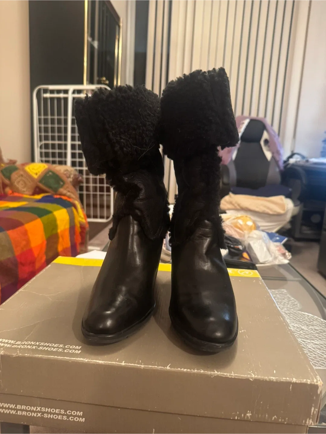 Bronx Black Leather Heeled Boots - Size 8.5 US image indicator(5)