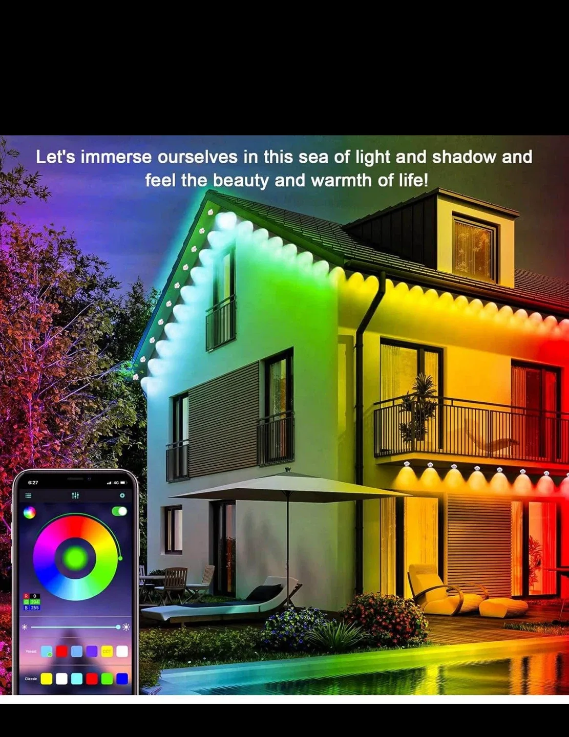 Outdoor LED Colorful Eaves Lights 300FT - NEW image indicator(6)