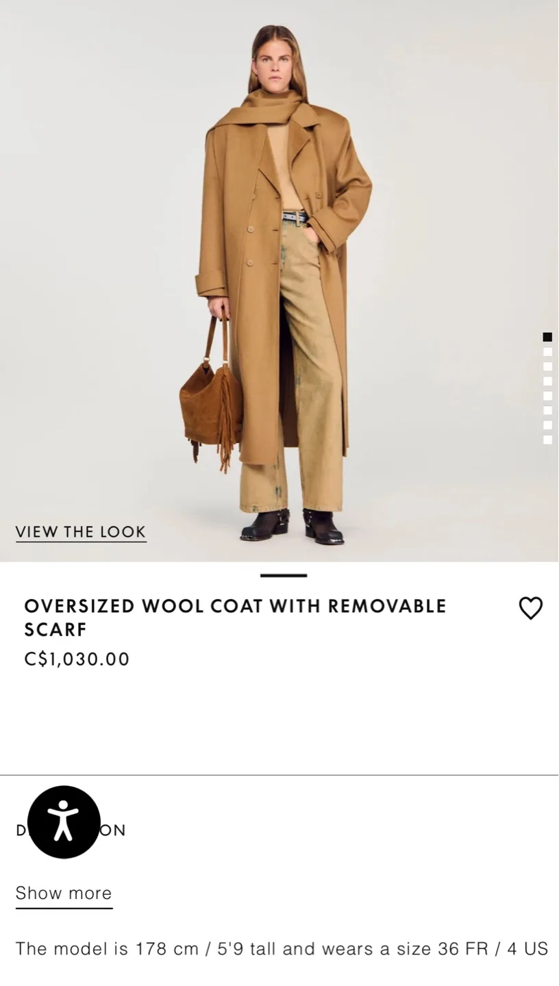 Sandro Paris Wool Blend Coat with Scarf -was $1000+ thumbnail