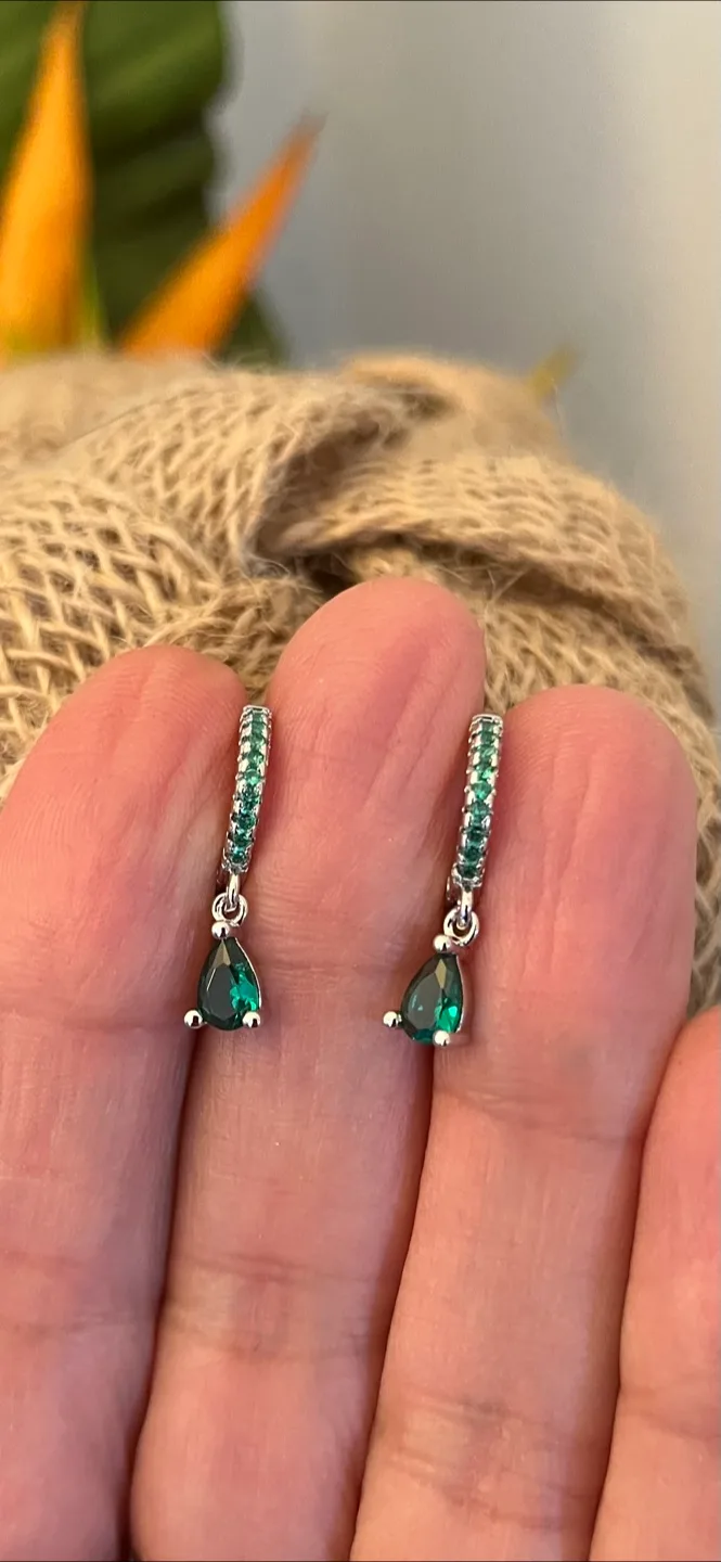 Emerald inspired Drop Earrings thumbnail