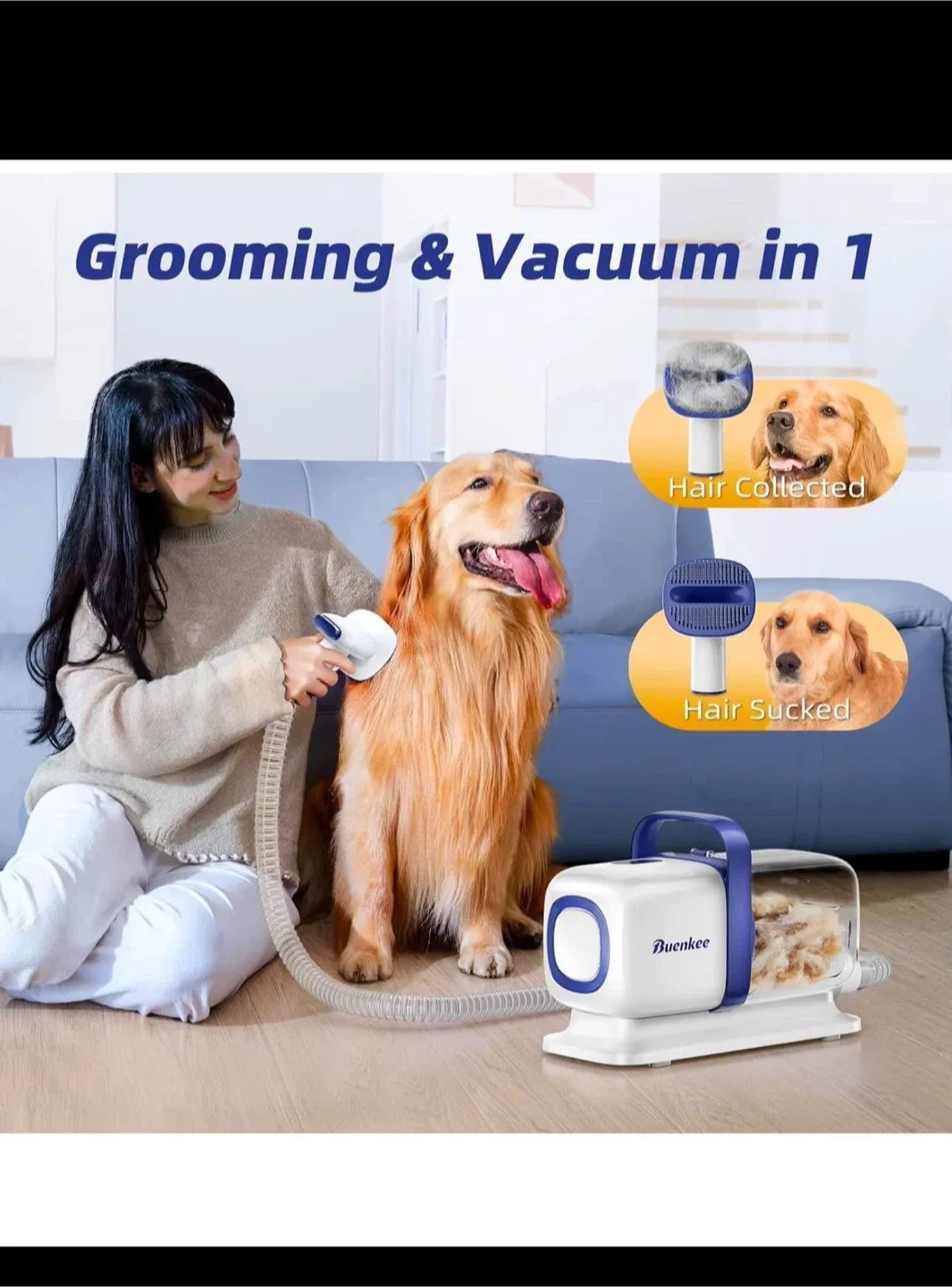 Buenkee Pet Grooming Vacuum - Hair Sucker image indicator(2)