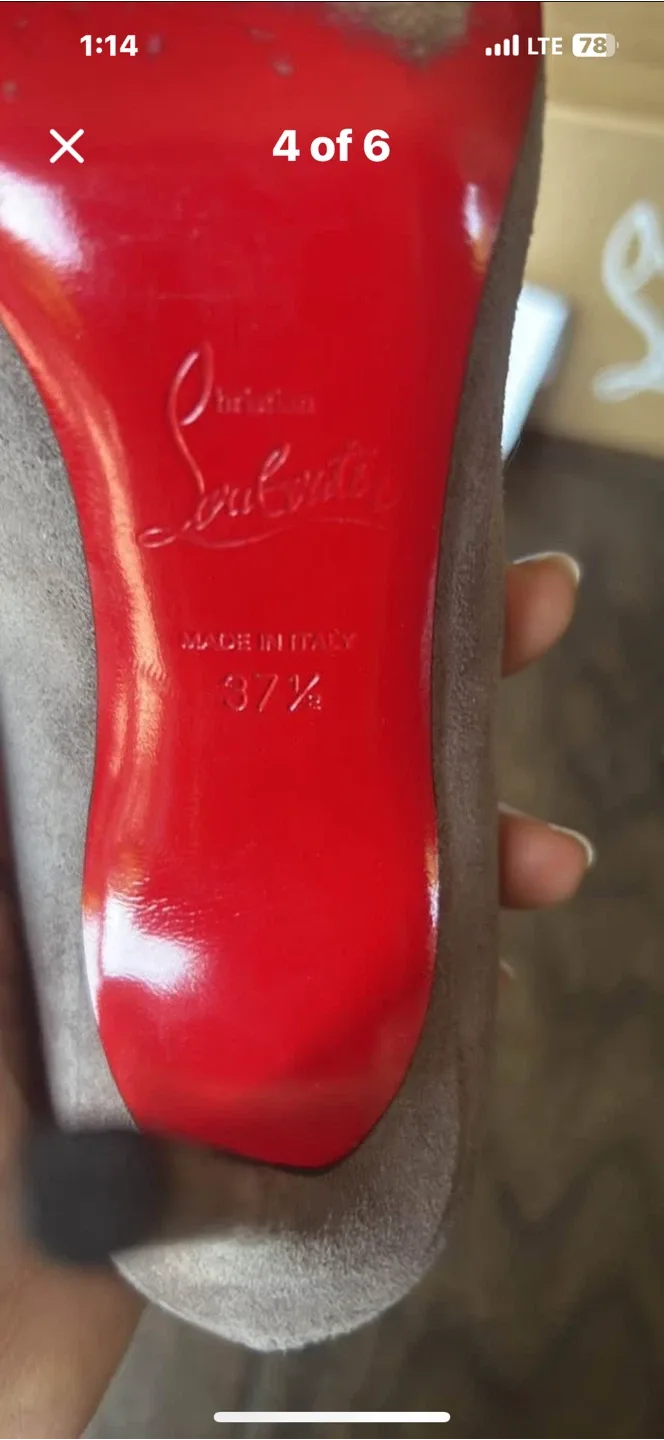 Christian Louboutin Grey Suede Heels Size 37.5 image indicator(3)