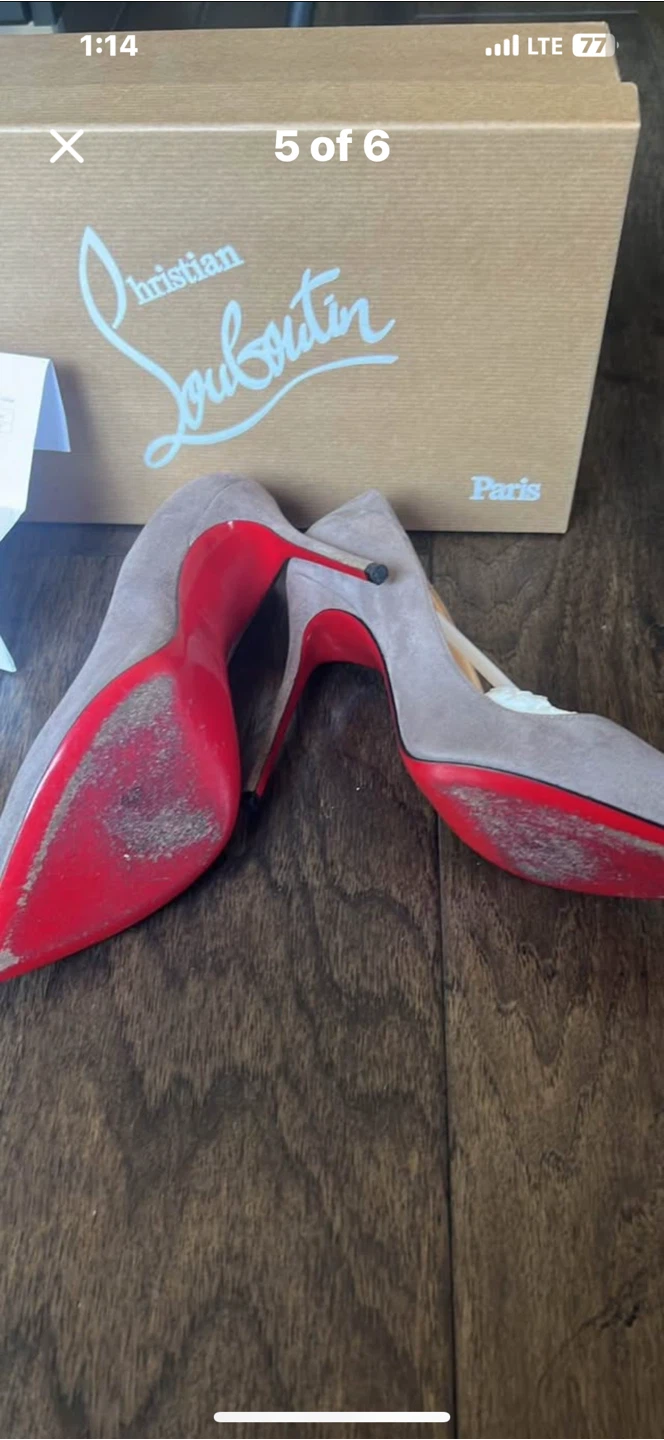 Christian Louboutin Grey Suede Heels Size 37.5 - photo 4