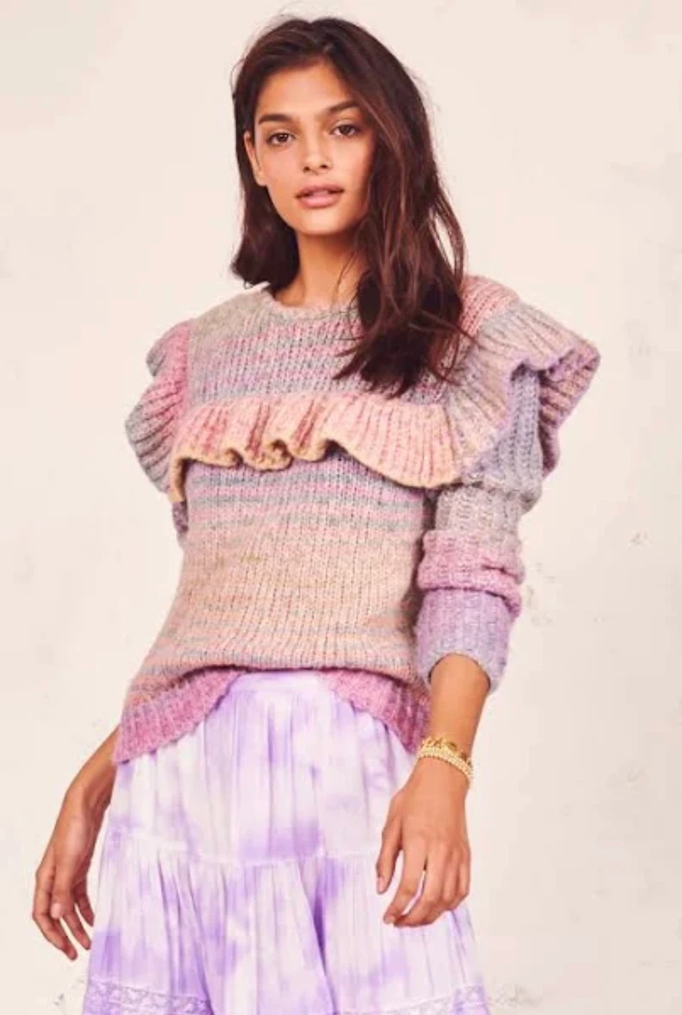 LoveShackFancy Ruffle Rainbow Knit Sweater - photo 2