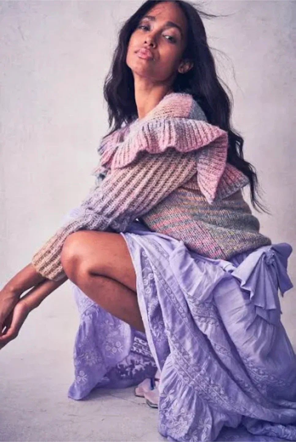 LoveShackFancy Ruffle Rainbow Knit Sweater image indicator(3)