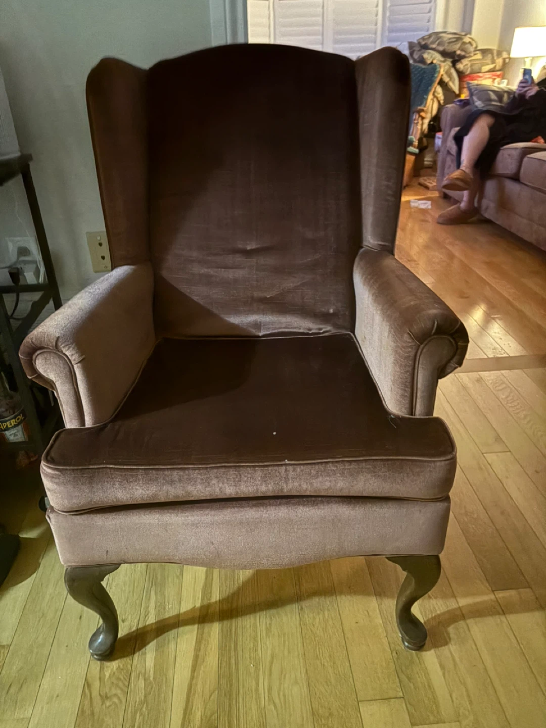 Wingback Armchair - Brown Velvet