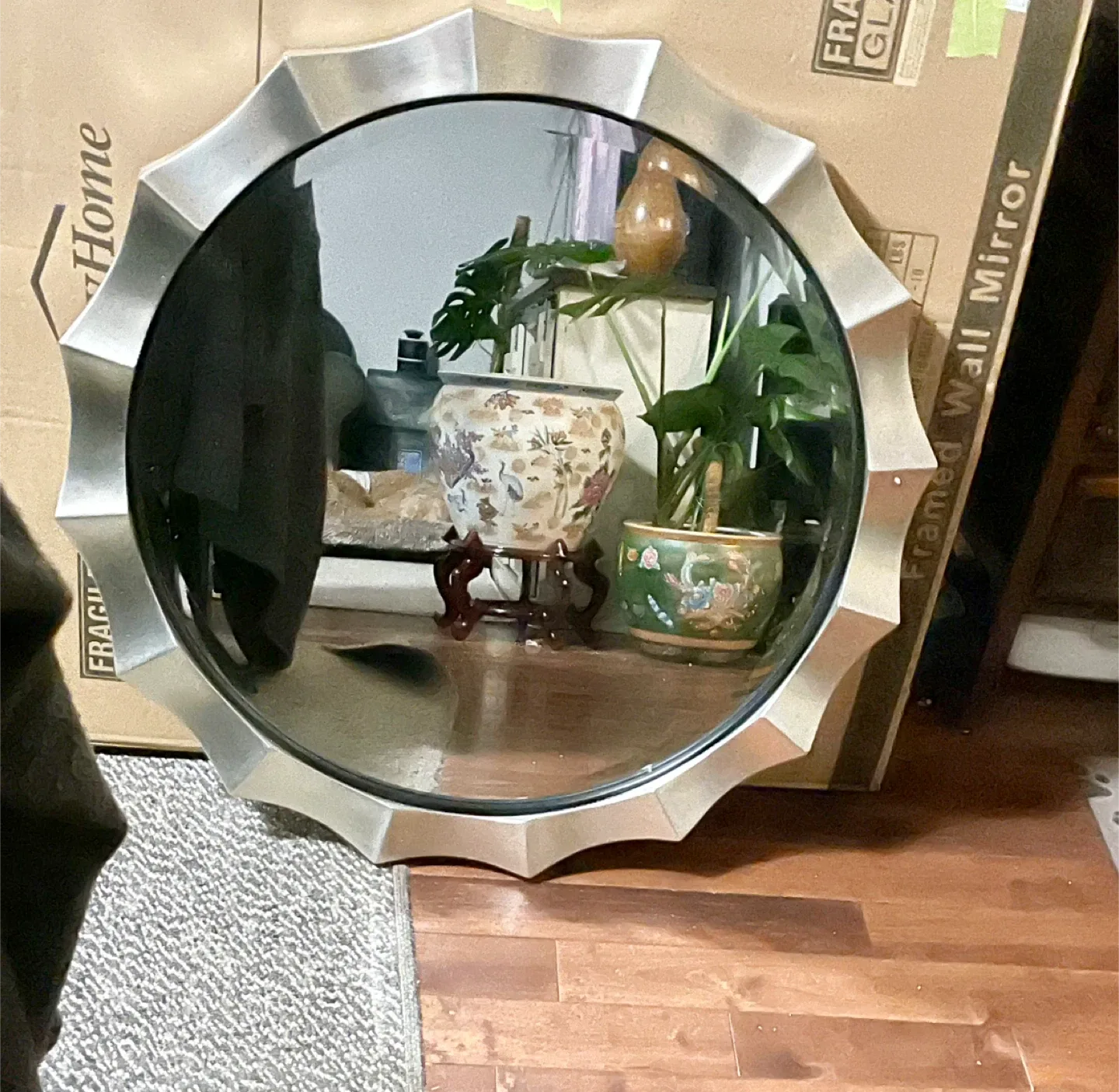 Round Silver Wall Mirror thumbnail