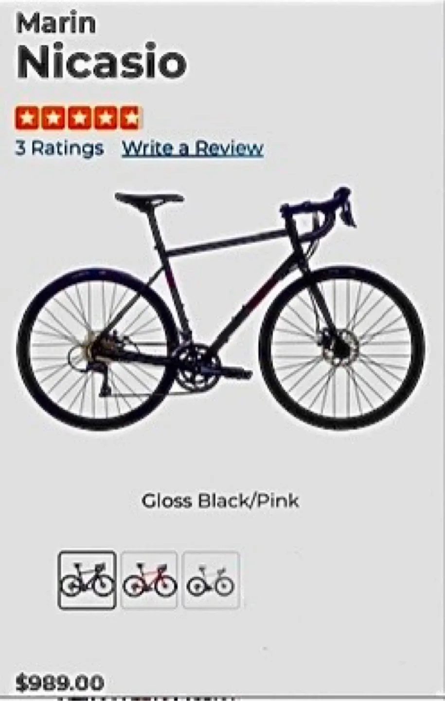 Marin Nicasio Road Bike - Gloss Black/Pink image indicator(3)