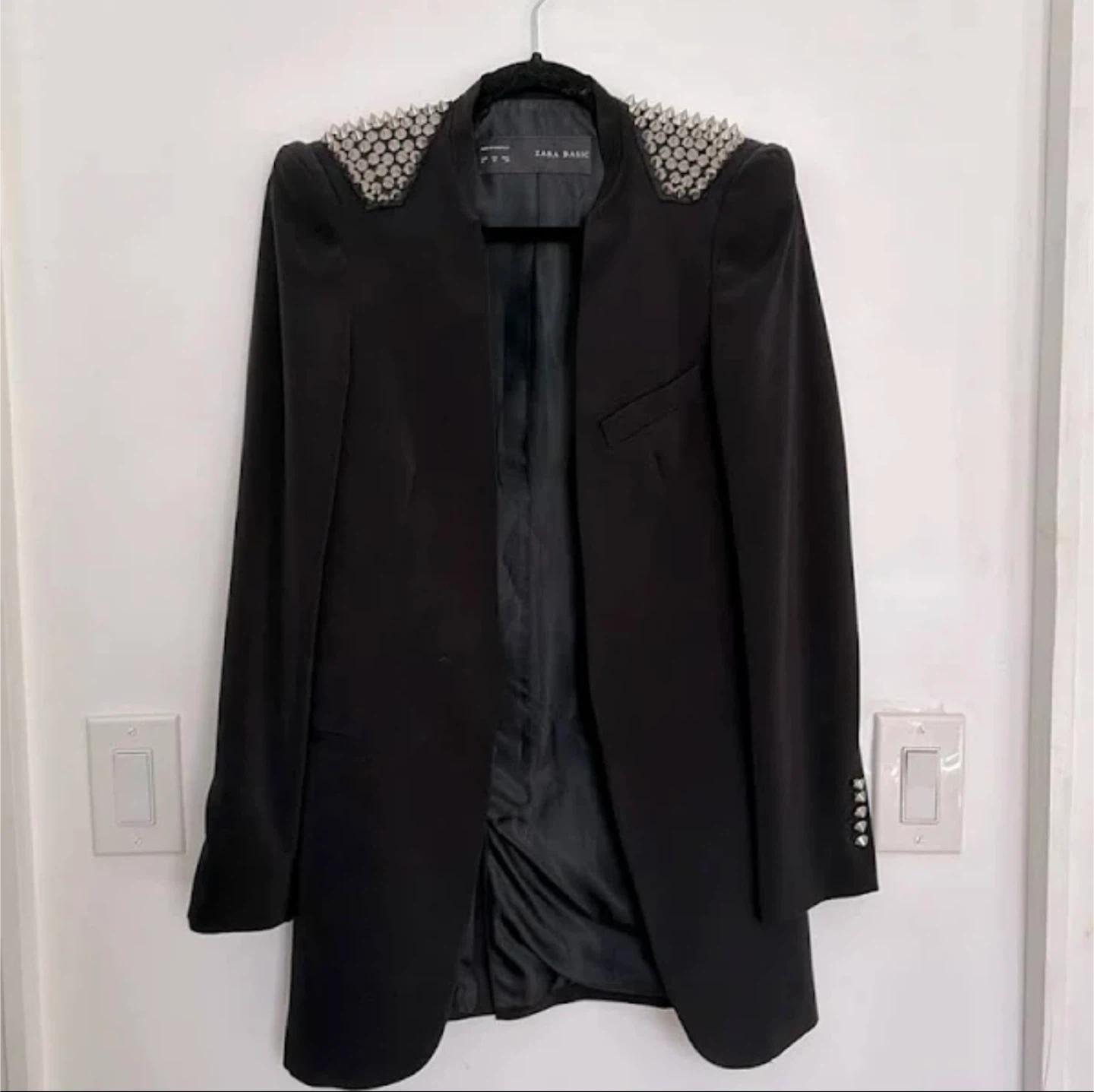 Zara Basic Black Studded Blazer - Size XS