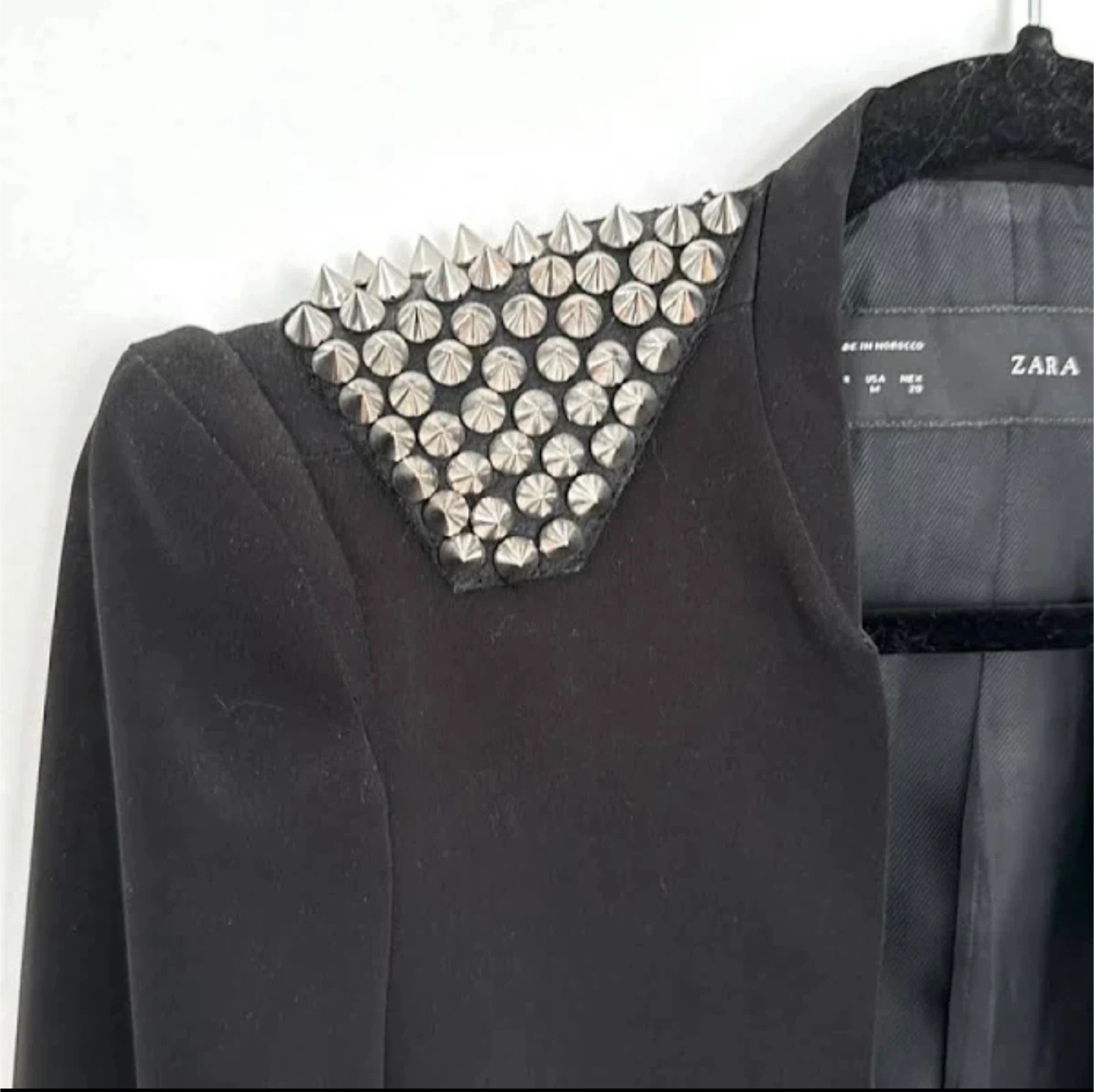 Zara Basic Black Studded Blazer - Size XS - photo 3