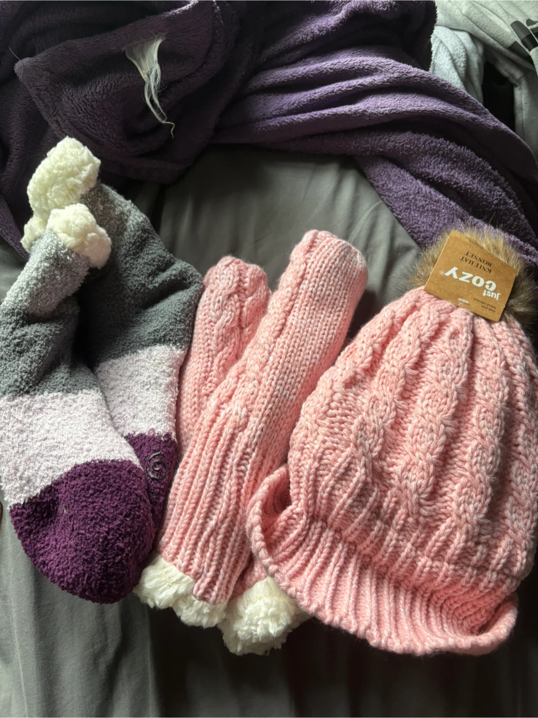 Just Cozy Knit Hat, Mittens & Socks Set