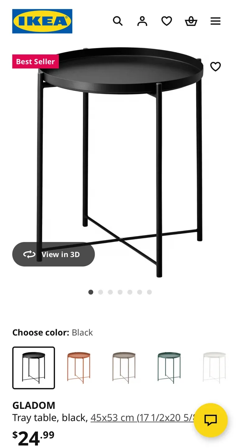 IKEA GLADOM Tray Table - Black thumbnail