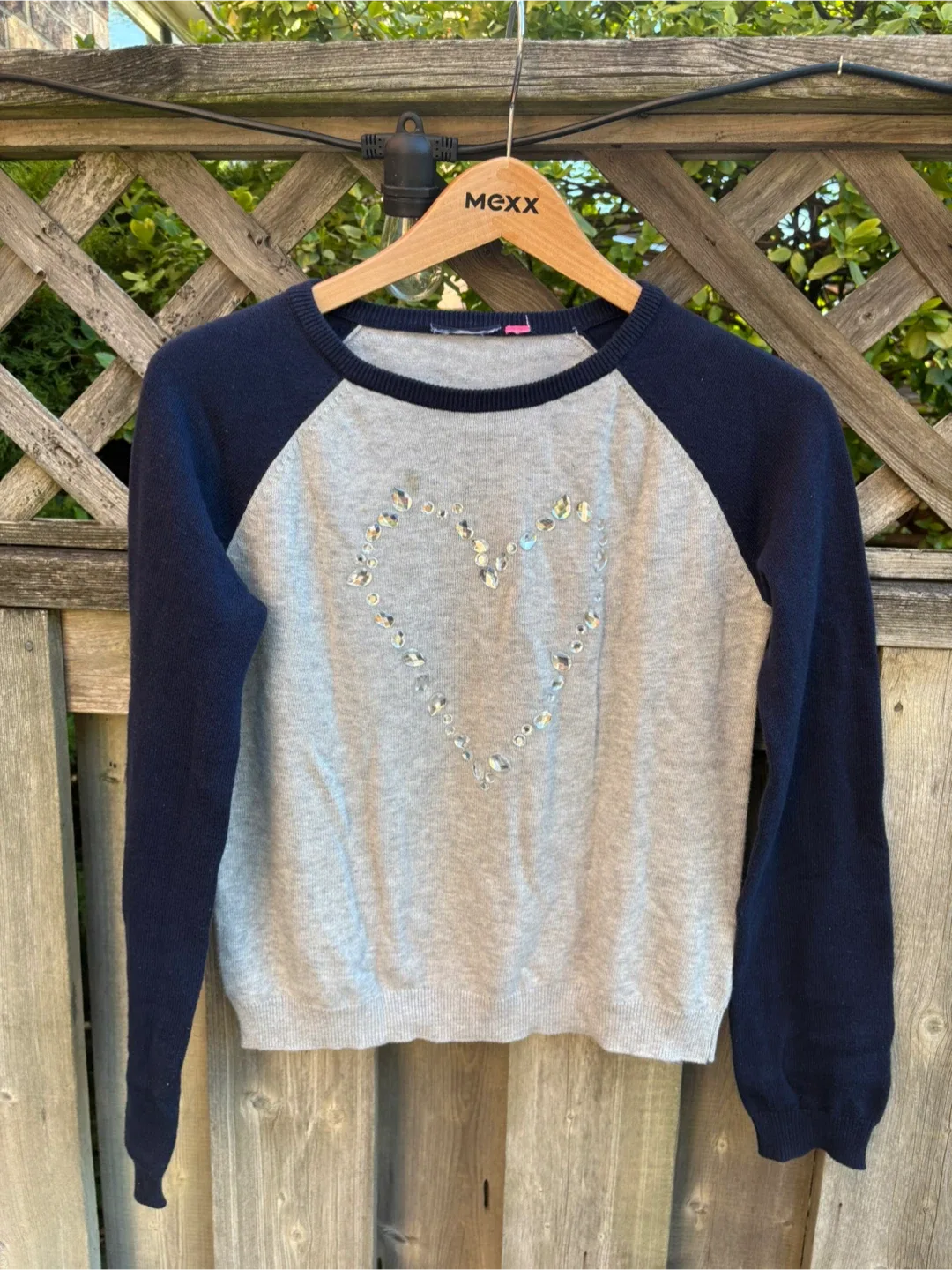 Grey & Navy Sweater with Heart Detail thumbnail