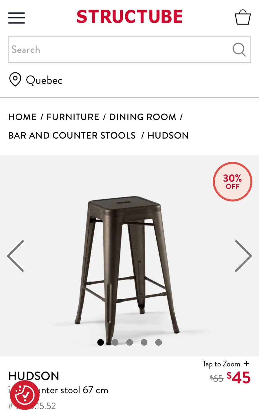 Structube Hudson Counter Stool x2