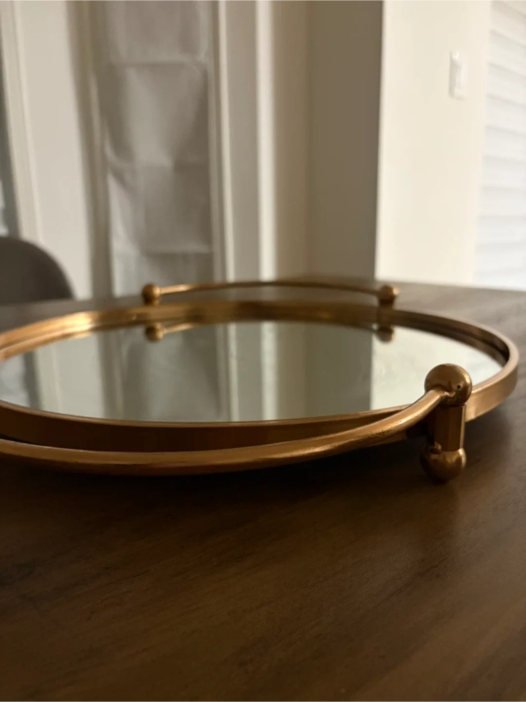 Coffee table centerpiece Gold Tone Oval Vanity Tray image indicator(3)