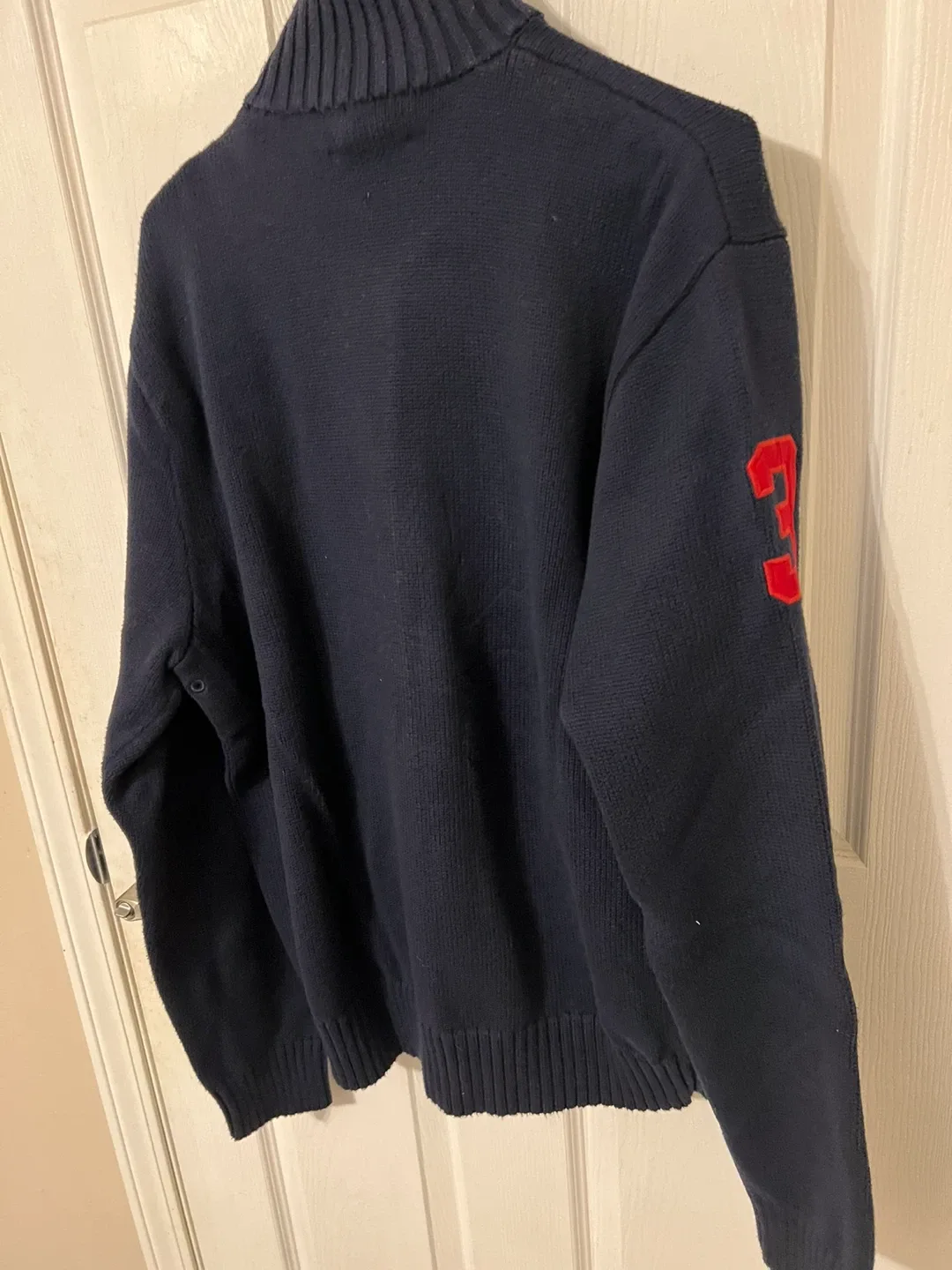Ralph Lauren Navy Blue Knit Zip Up Sweater image indicator(5)