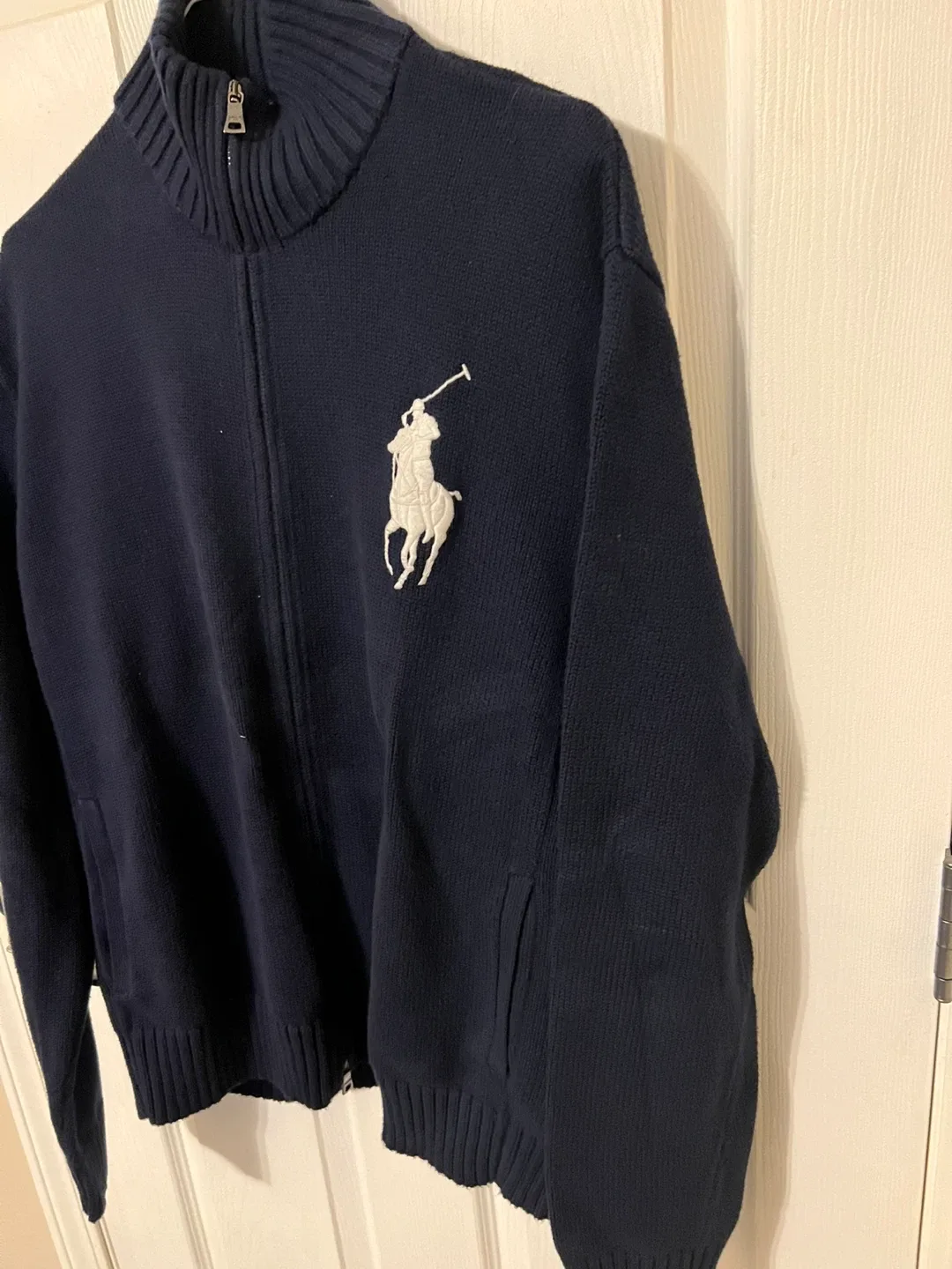 Ralph Lauren Navy Blue Knit Zip Up Sweater image indicator(2)