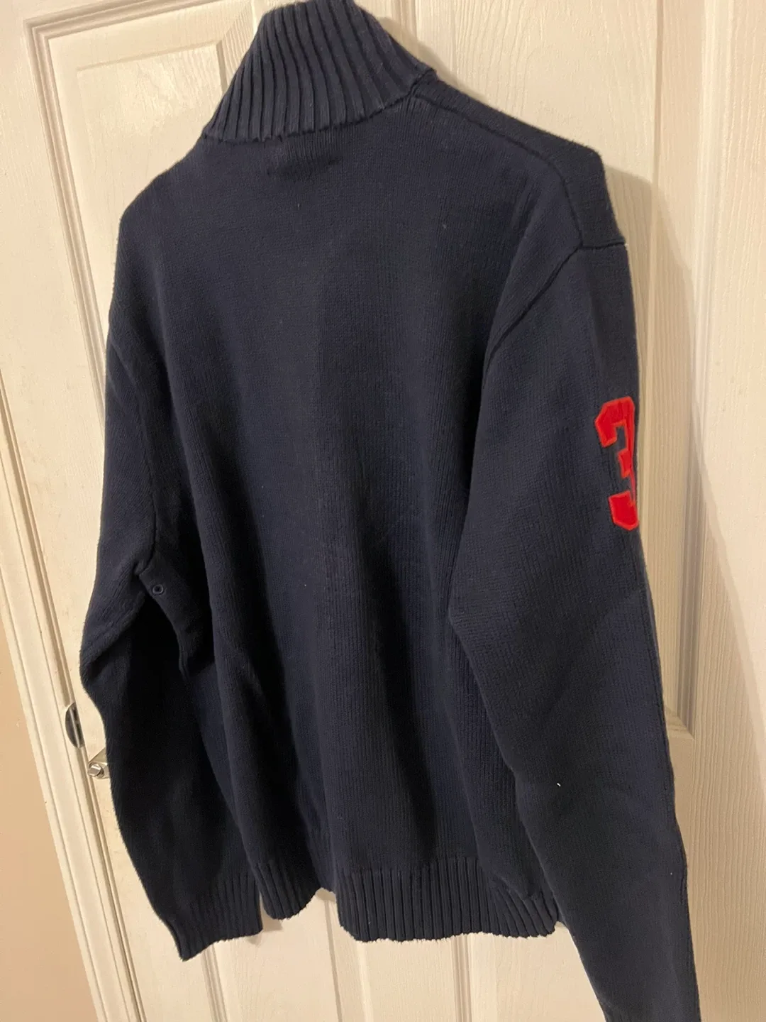 Ralph Lauren Navy Blue Knit Zip Up Sweater image indicator(6)