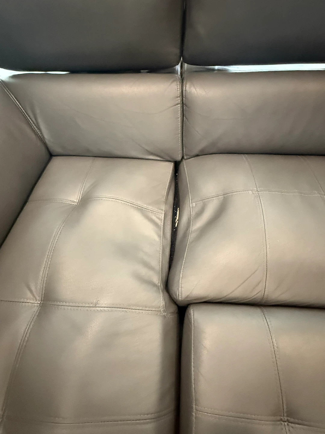 Grey Leather Sectional Sofa with Ottoman - photo 5