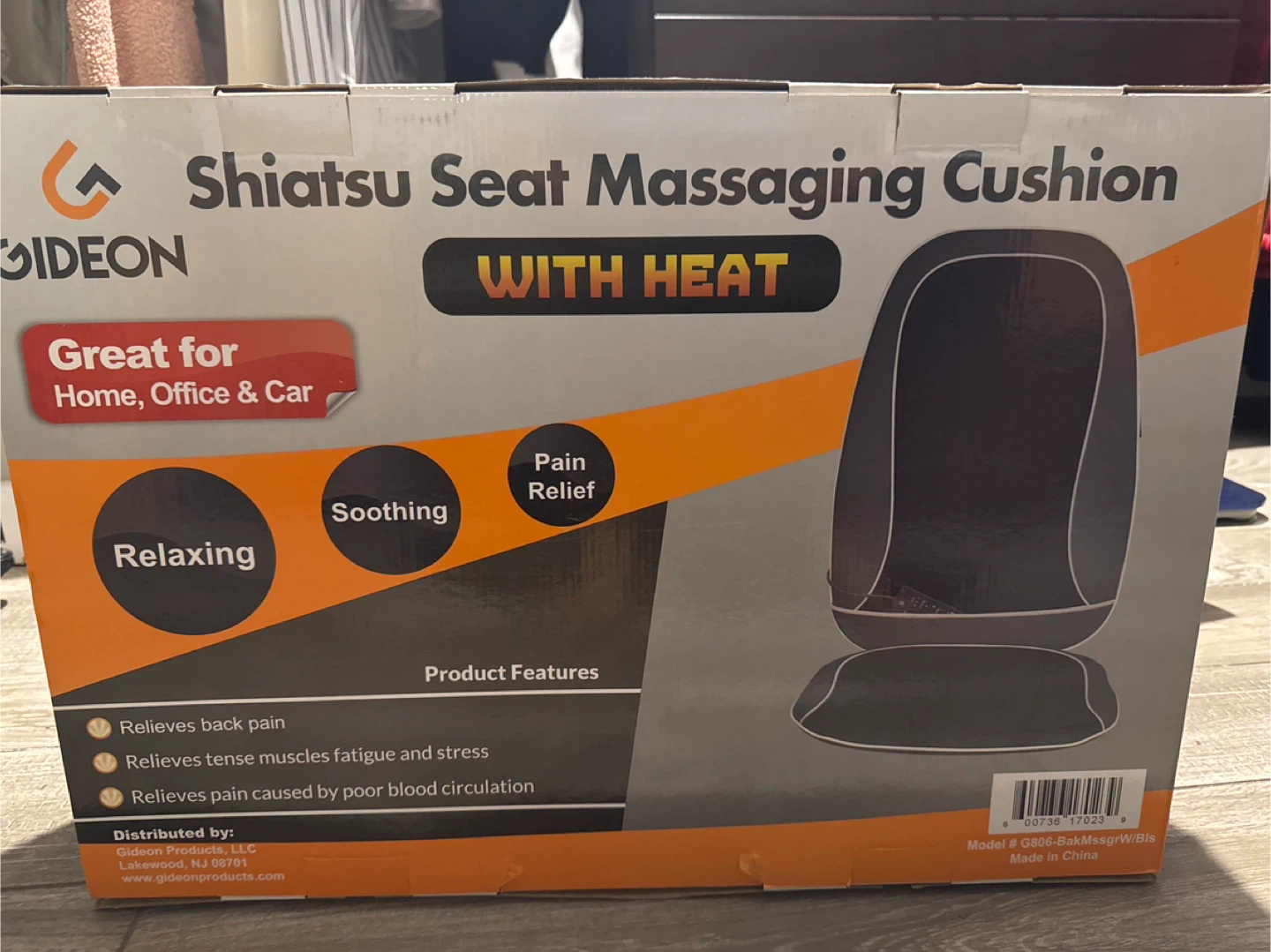 Gideon Shiatsu Seat Massaging Cushion with Heat