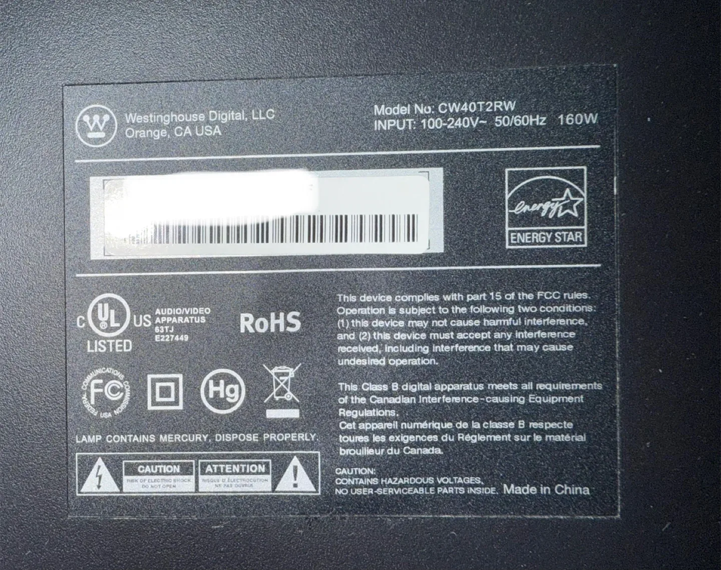 🥕Westinghouse 40" LCD TV - CW40T2RW image indicator(3)