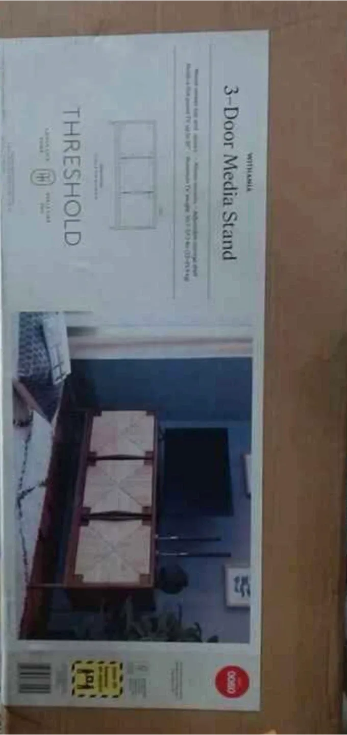 New Threshold Wood and Rattan Media Stand Entertainment Centre image indicator(6)