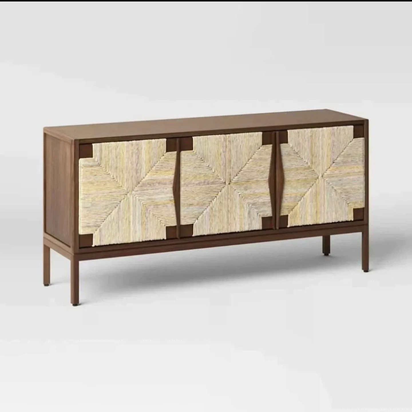 New Threshold Wood and Rattan Media Stand Entertainment Centre image indicator(2)