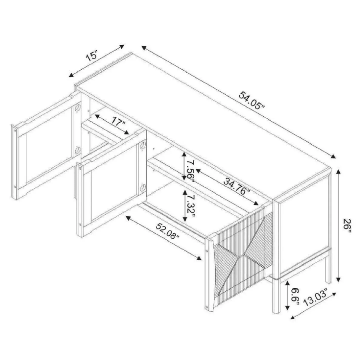 New Threshold Wood and Rattan Media Stand Entertainment Centre image indicator(5)
