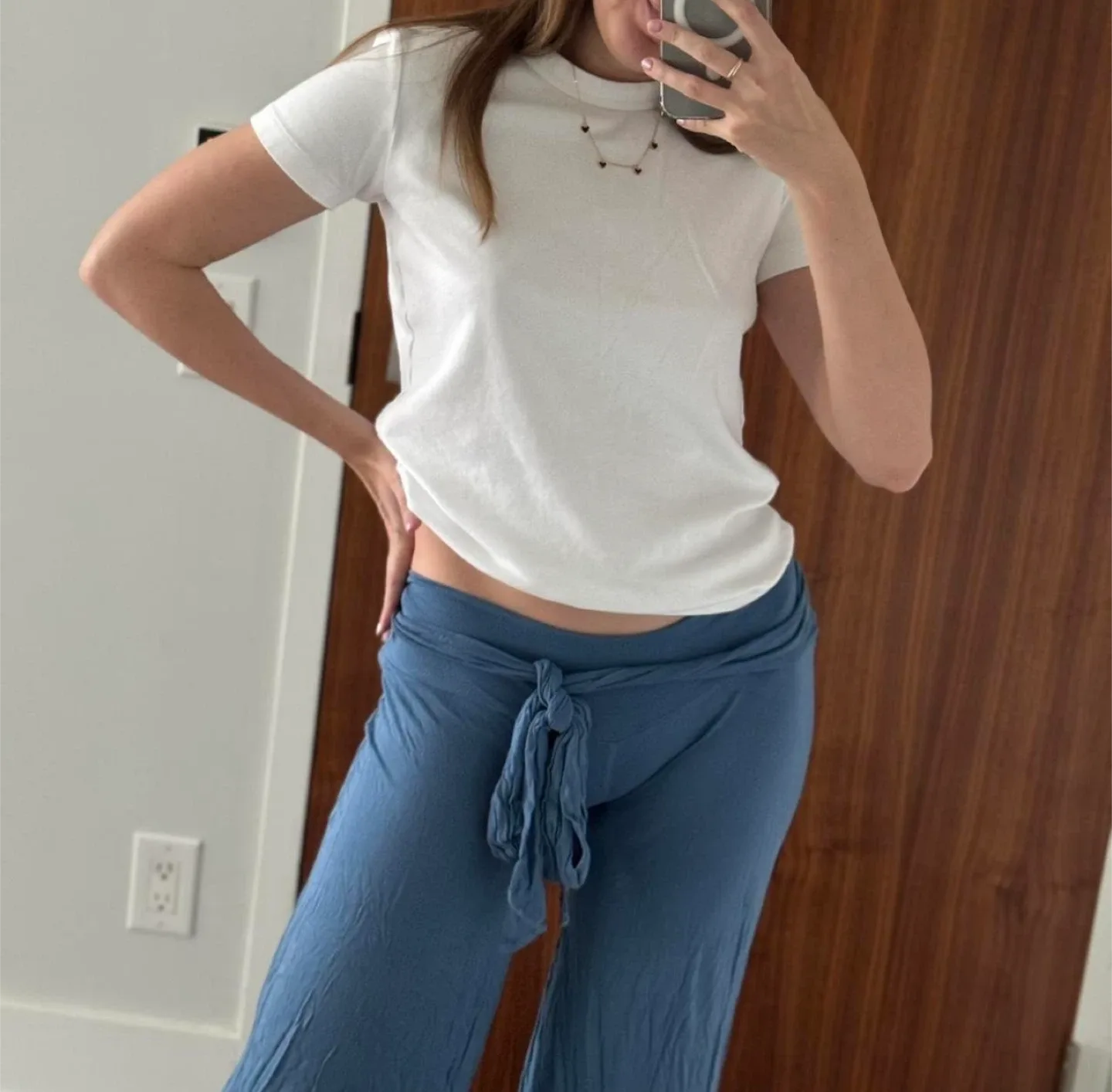 Blue Tie-Waist Lounge Pants image indicator(2)