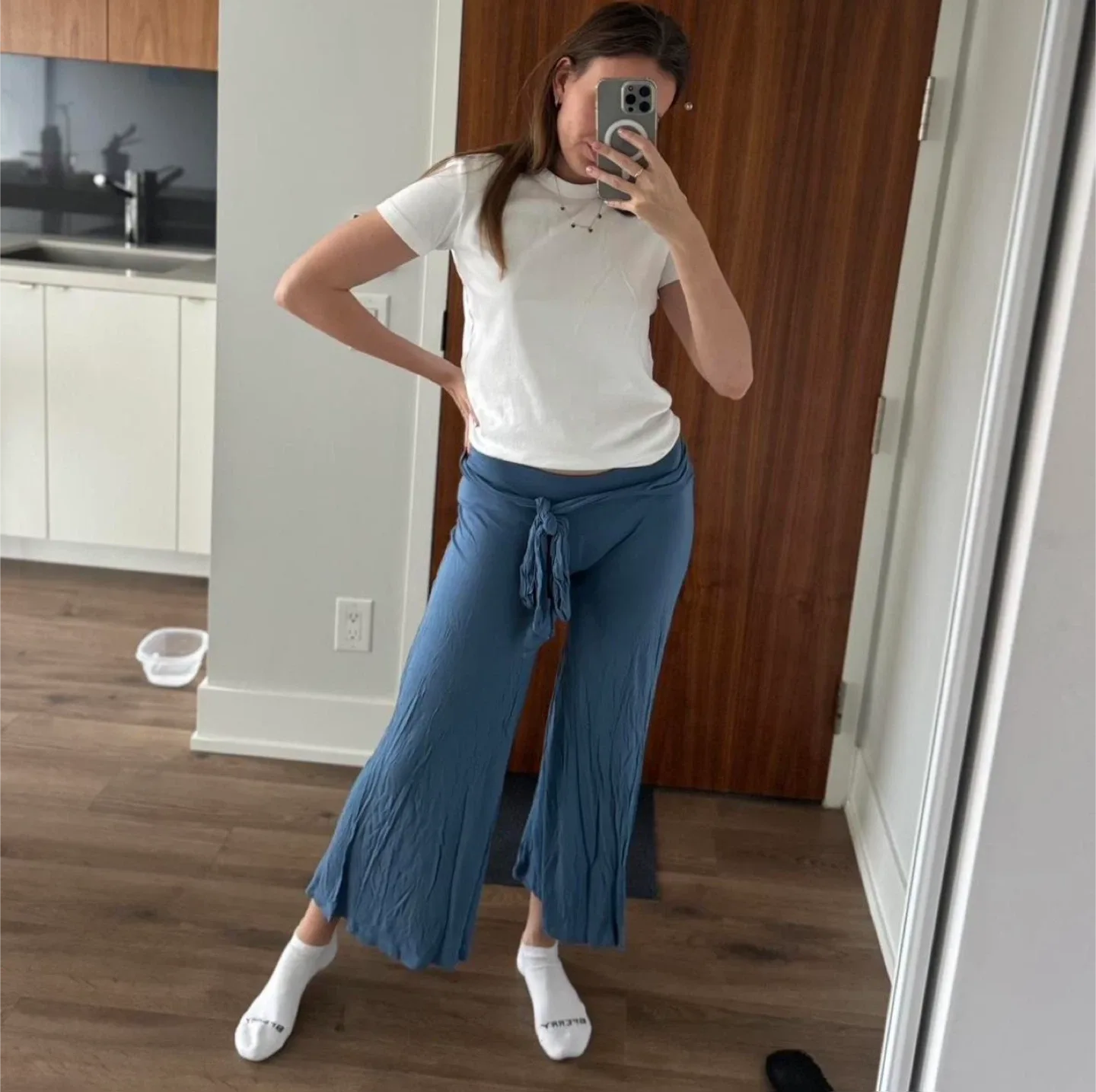 Blue Tie-Waist Lounge Pants thumbnail