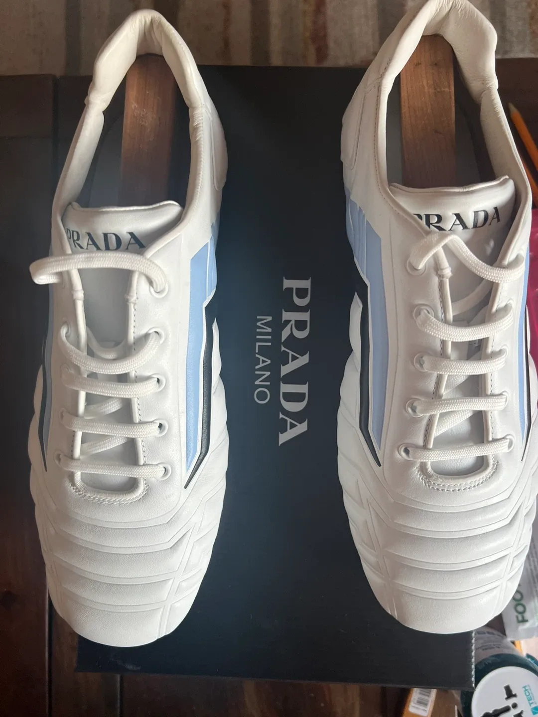 Prada Original - Calzatore Uomo White Leather Sneakers image indicator(7)