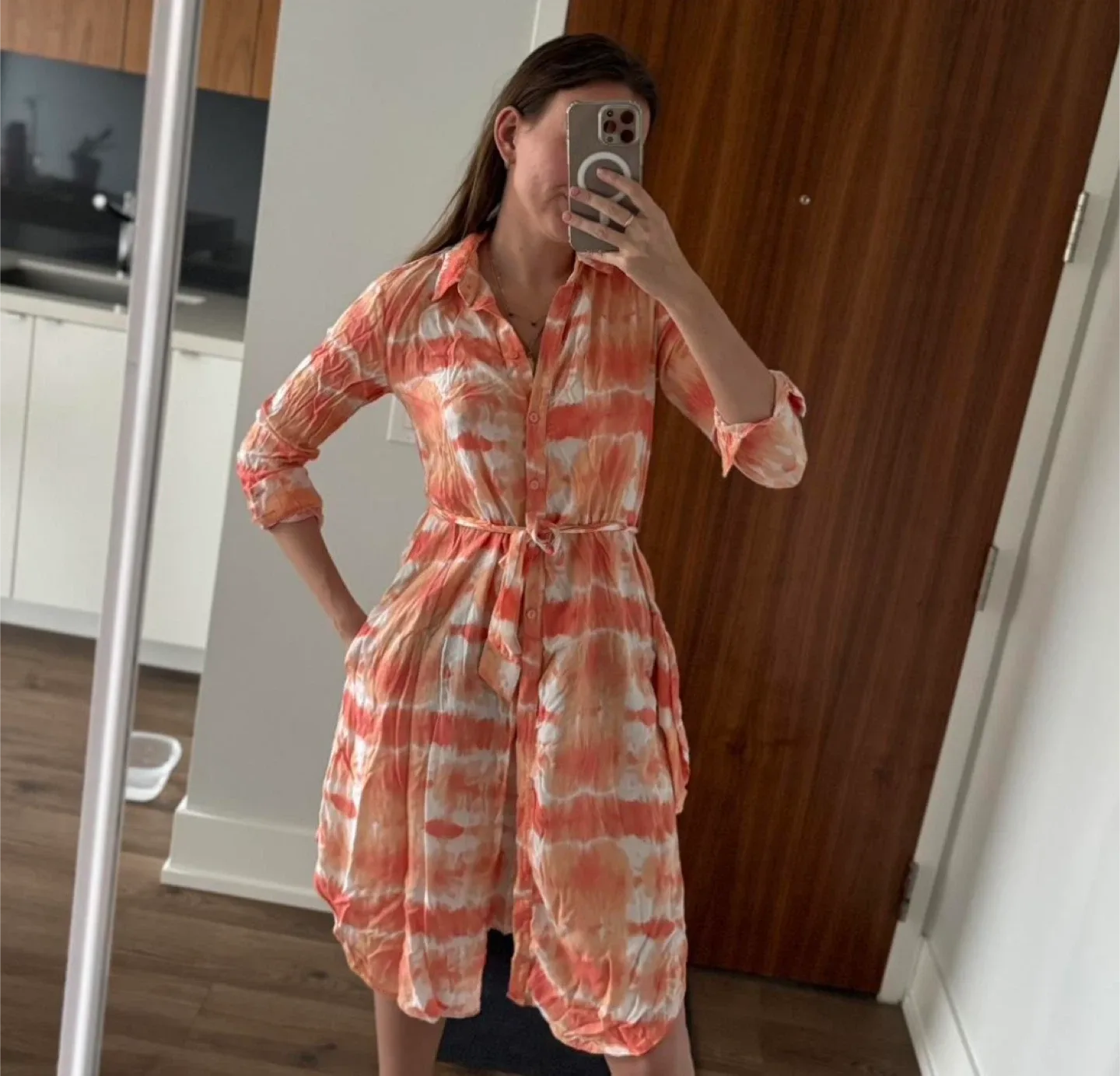 Shirt dress with a tie belt image indicator(2)