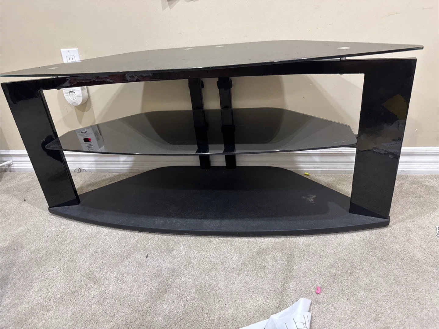 Black Glass Corner TV Stand image indicator(2)
