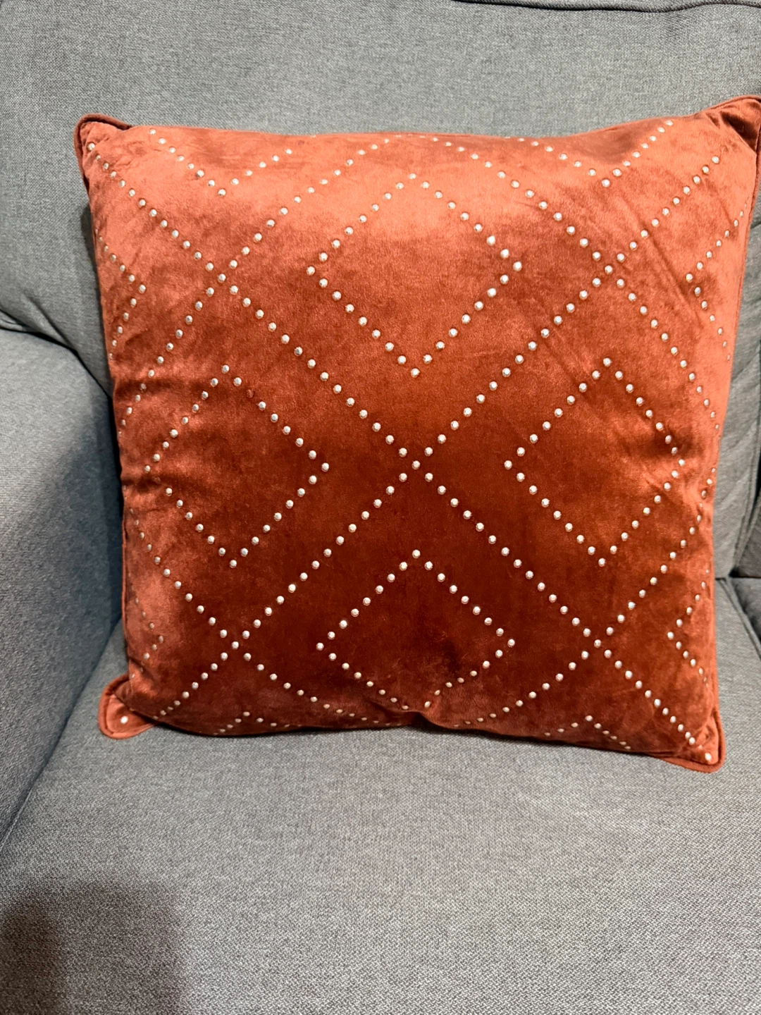 2 Orange Velvet Decorative Pillow