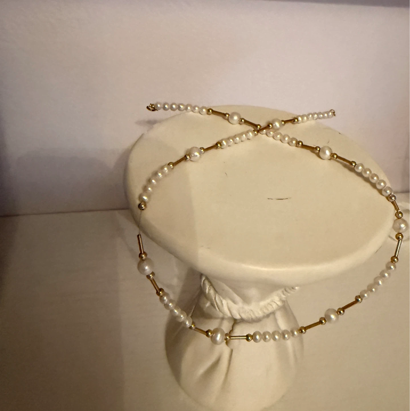 Pearl and 14k Gold plated Bead Necklace