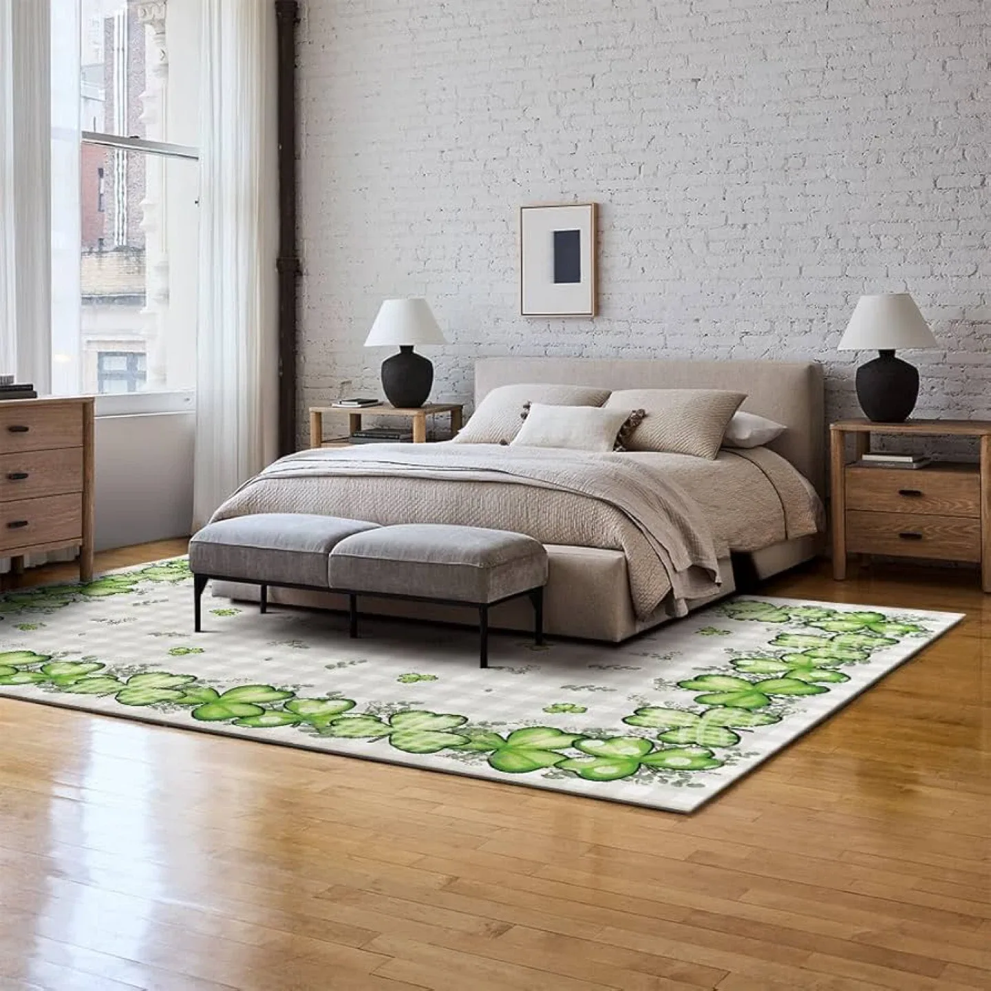 New St. Patrick's Day Shamrock Area Rug 5x7 ft image indicator(9)