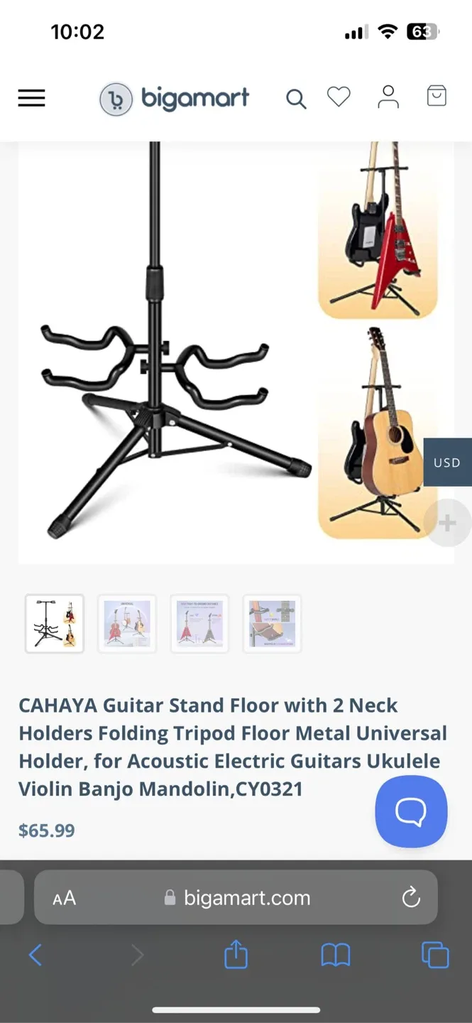 CAHAYA Guitar Stand Floor with 2 Neck Holders image indicator(4)