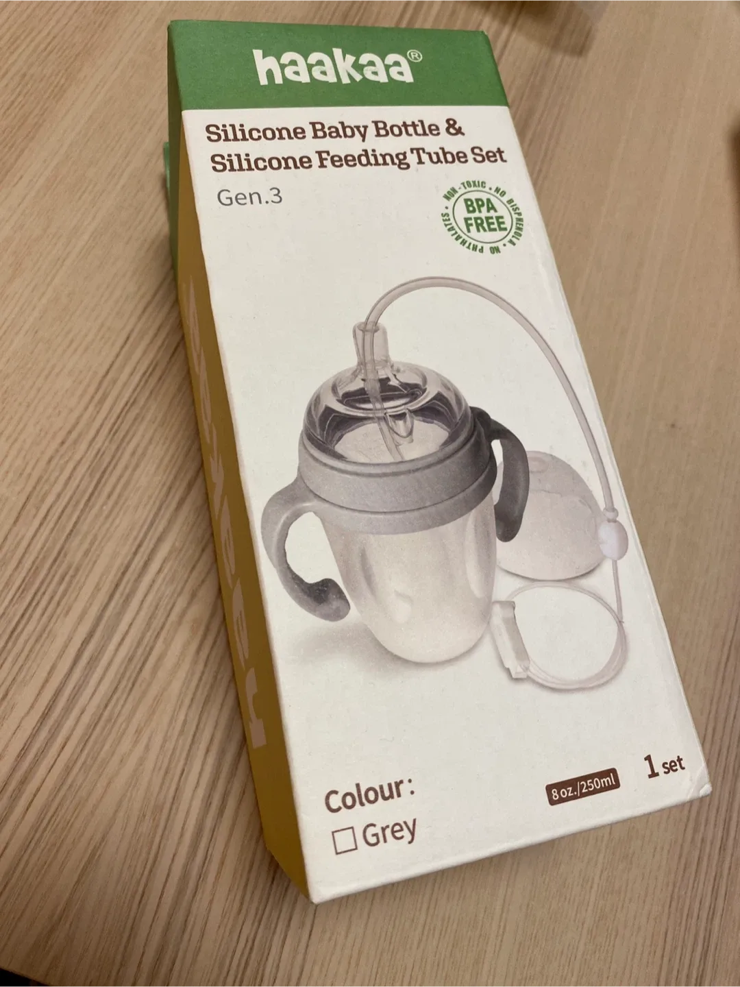 New Haakaa Silicone Baby Bottle & Feeding Tube Set Gen.3 - Grey thumbnail