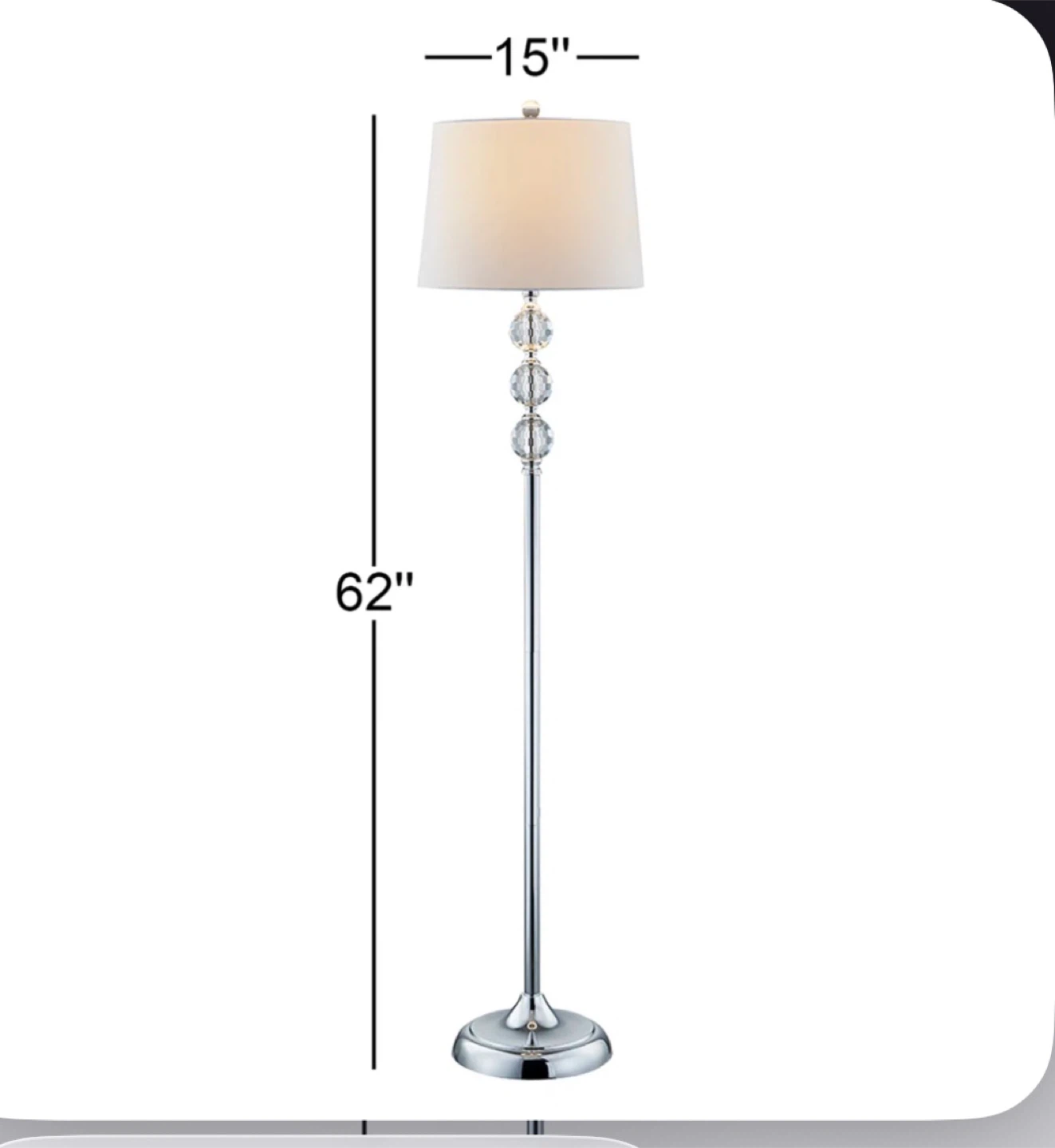 Crystal Ball Chrome Floor Lamp - 62" Height - photo 2