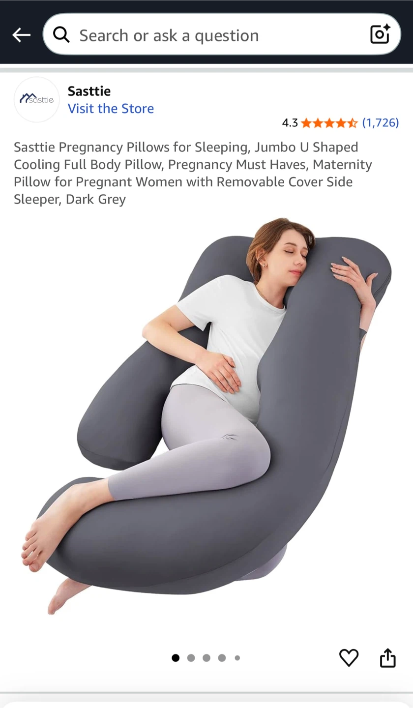 Sasttie Jumbo U Shaped Pregnancy Pillow - Dark Grey