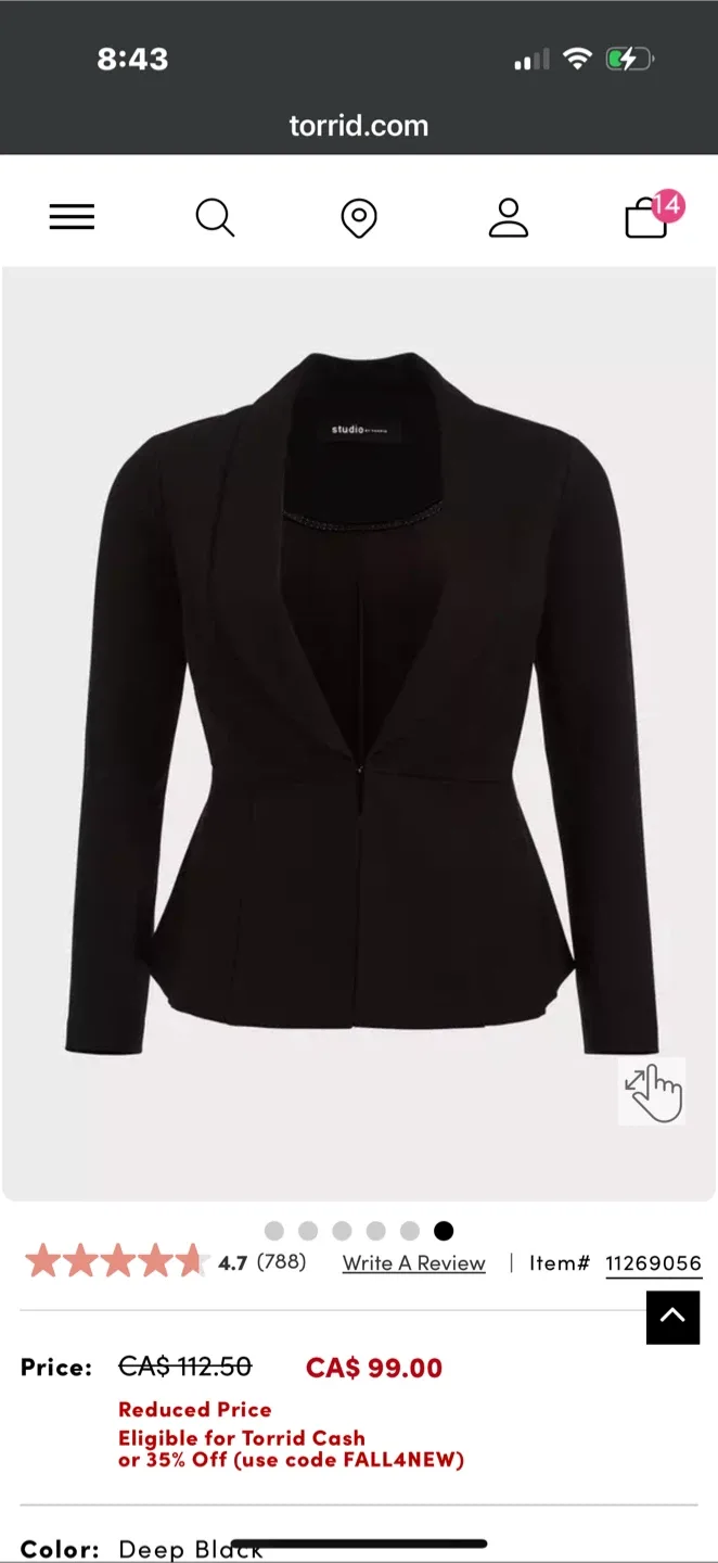 Studio by Torrid Luxe Ponte Peplum Blazer (Size 3 / 3X) thumbnail